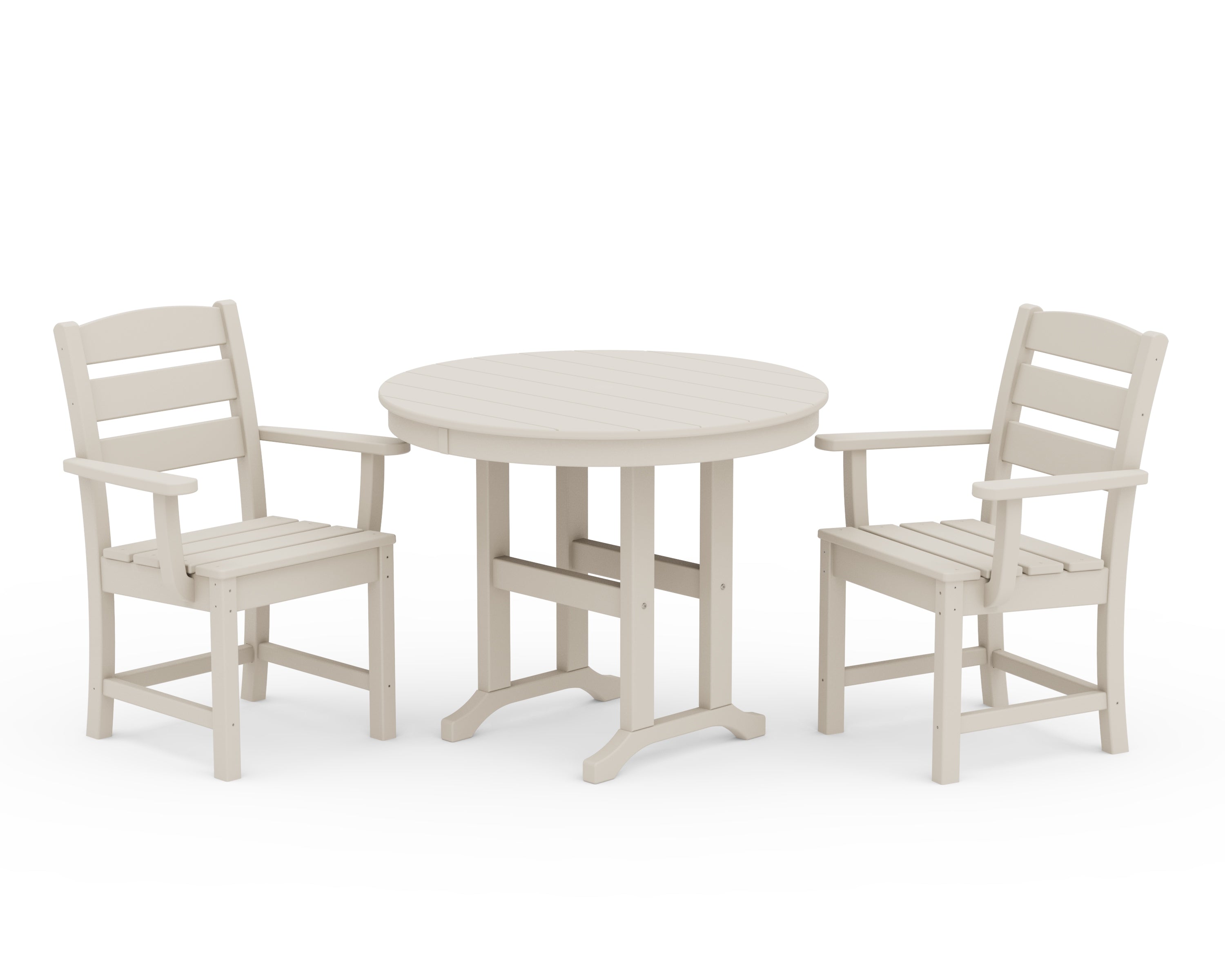 POLYWOOD Lakeside 3-Piece Round Dining Set in Sand