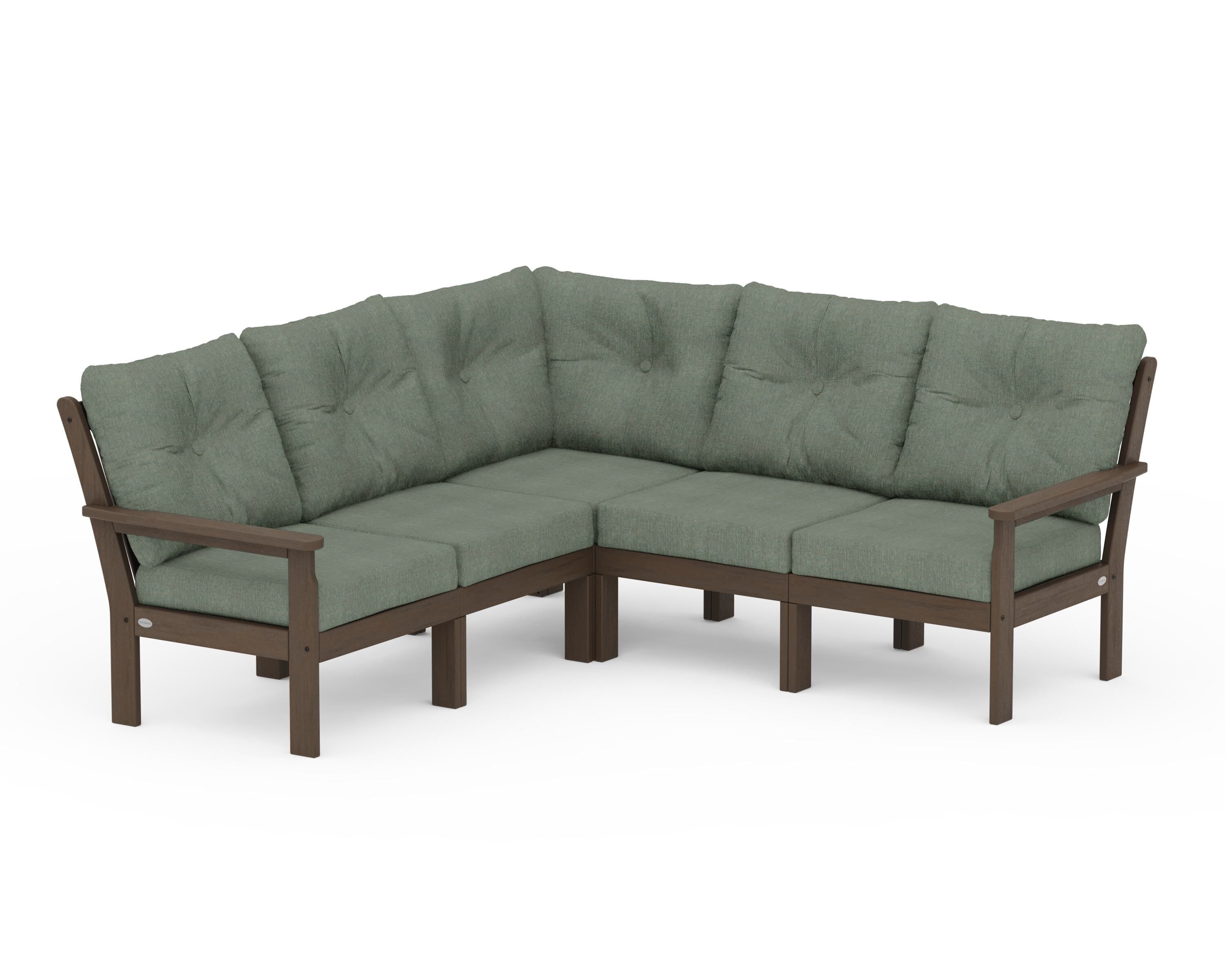 POLYWOOD Vineyard 5-Piece Sectional in Kona / Cast Sage