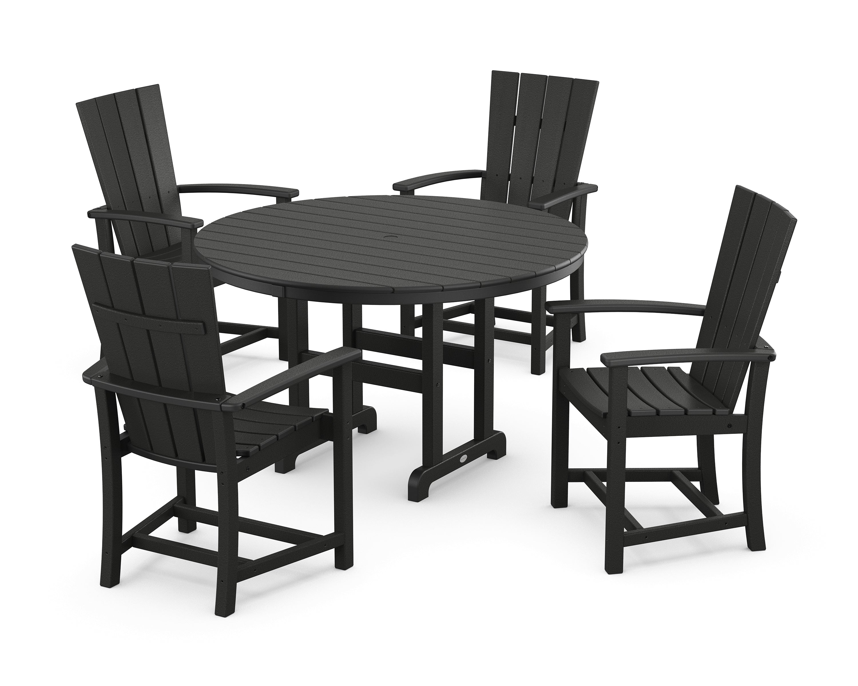 POLYWOOD® Quattro 5-Piece Round Farmhouse Dining Set in Black