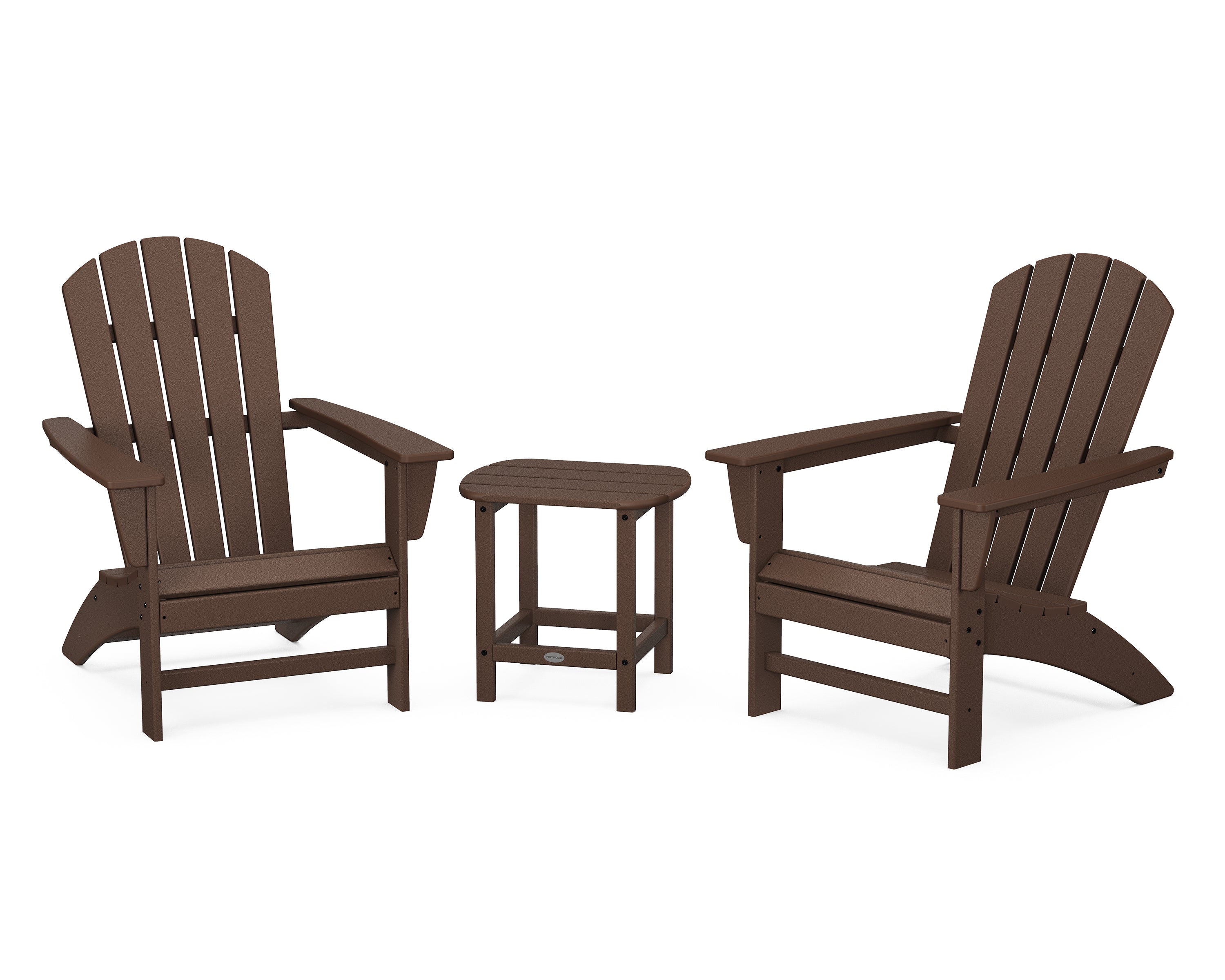 POLYWOOD® Nautical 3-Piece Adirondack Set with South Beach 18" Side Table in Mahogany