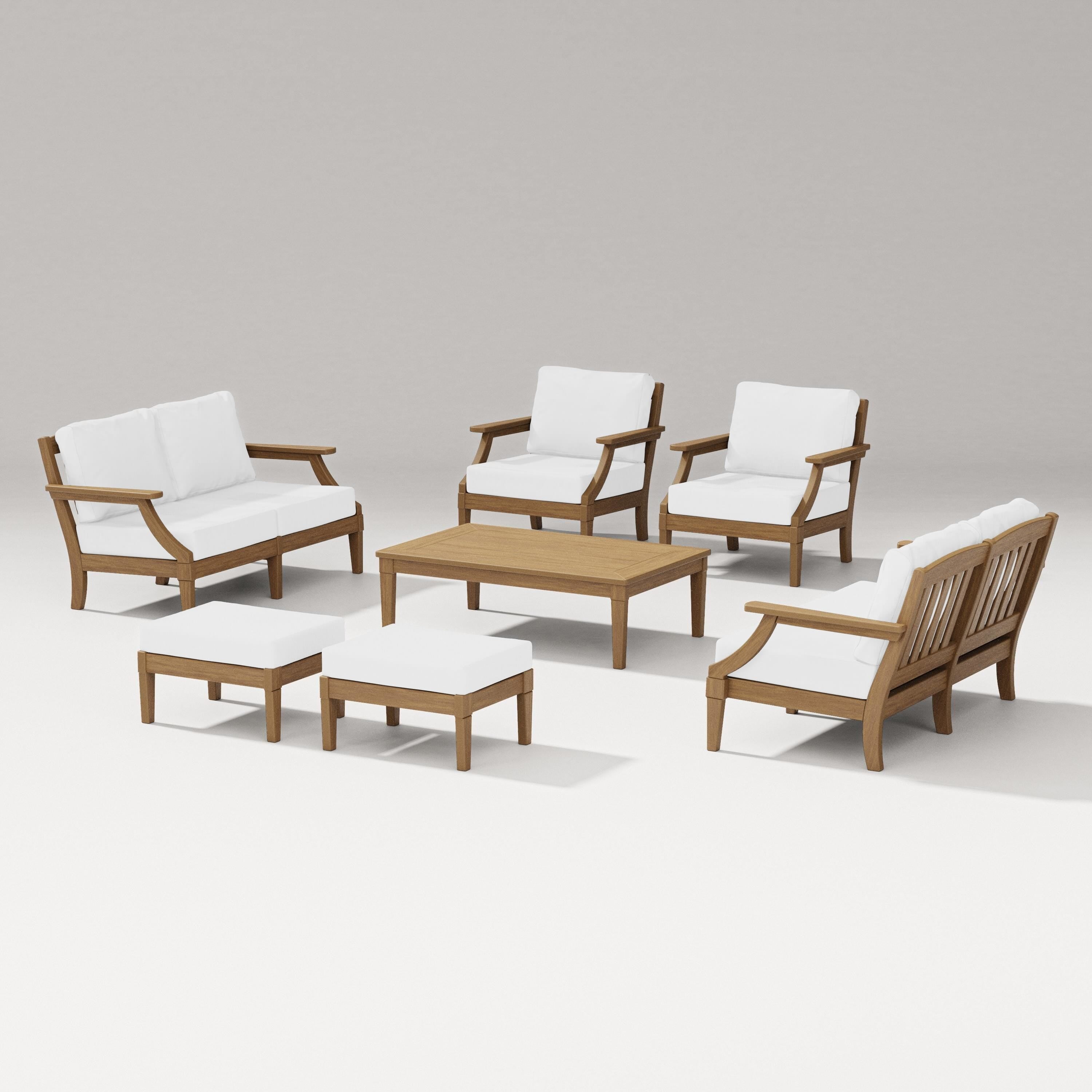 PW Designer Series Estate 7-Piece Lounge Loveseat Set in Natural / Natural