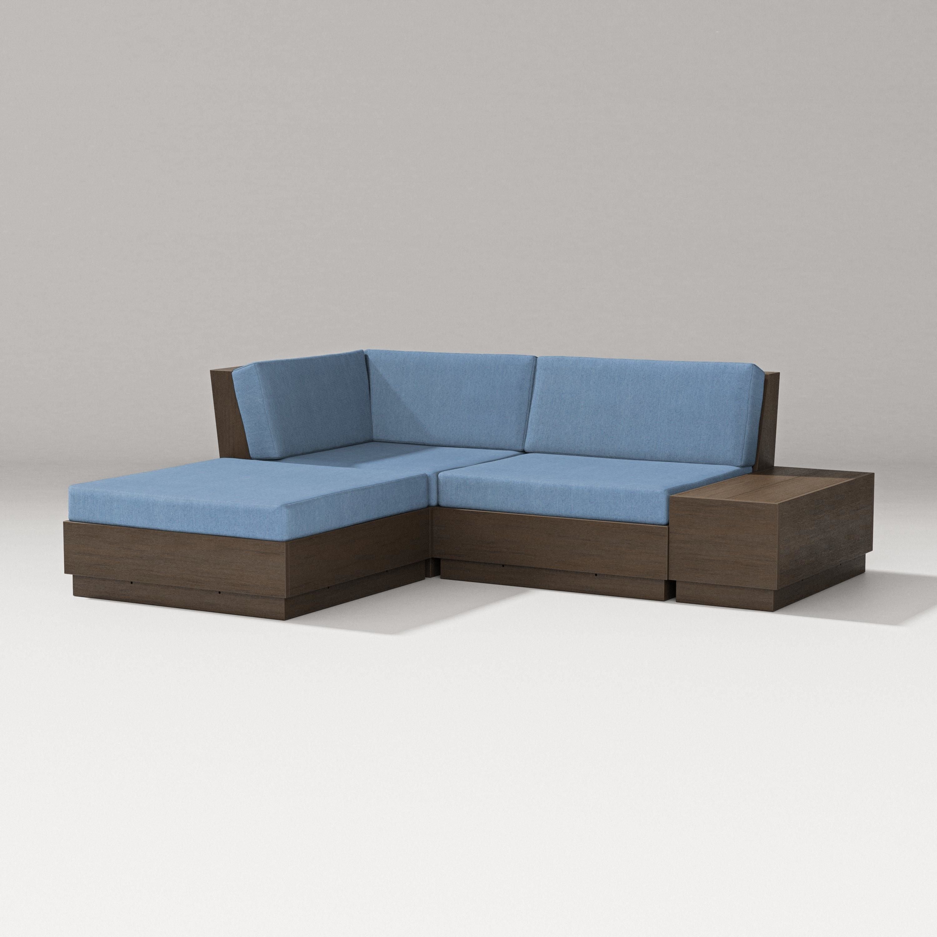 PW Designer Series Elevate Loveseat Sectional with Chaise in Kona / Sky Blue