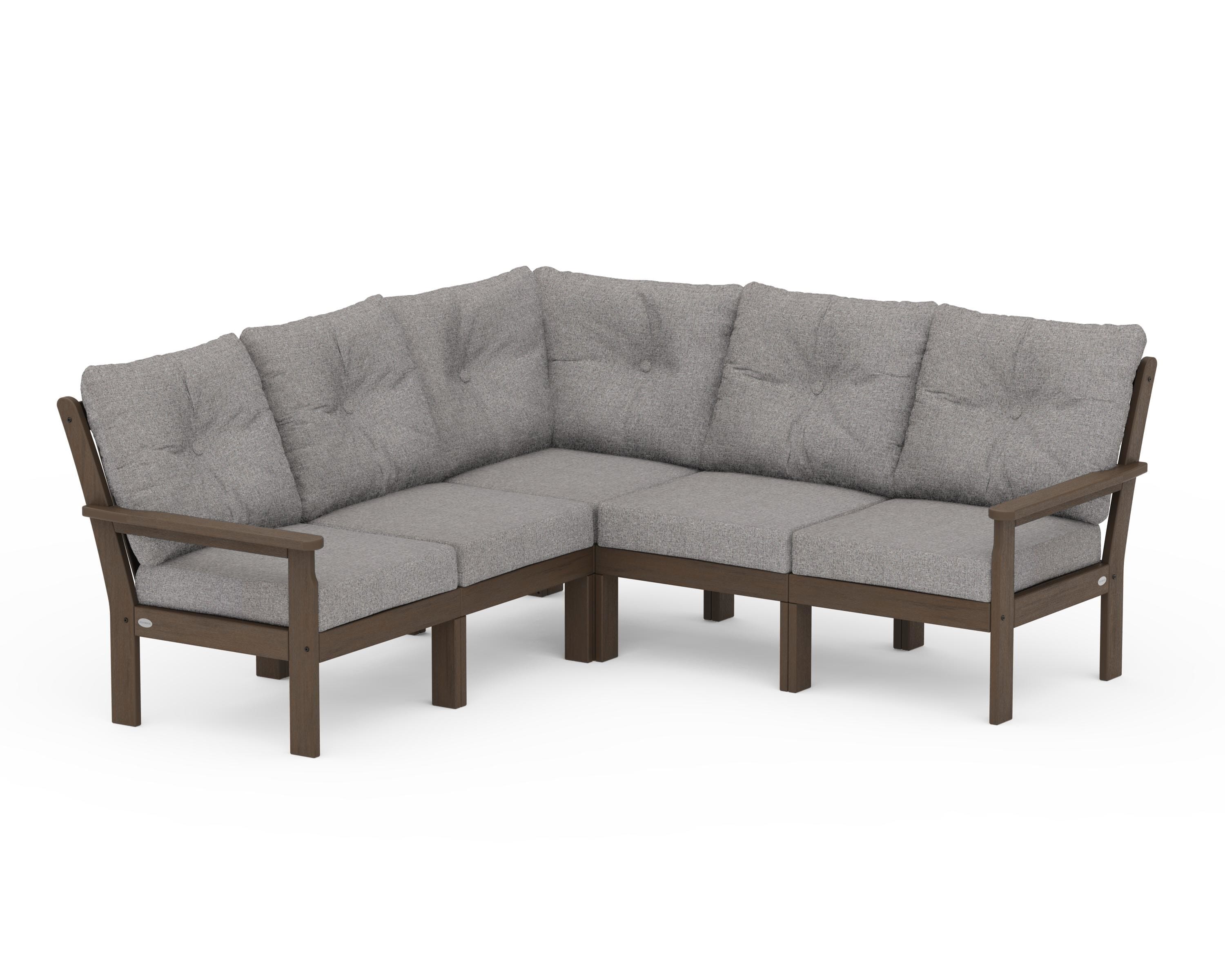 POLYWOOD Vineyard 5-Piece Sectional in Kona / Grey Mist