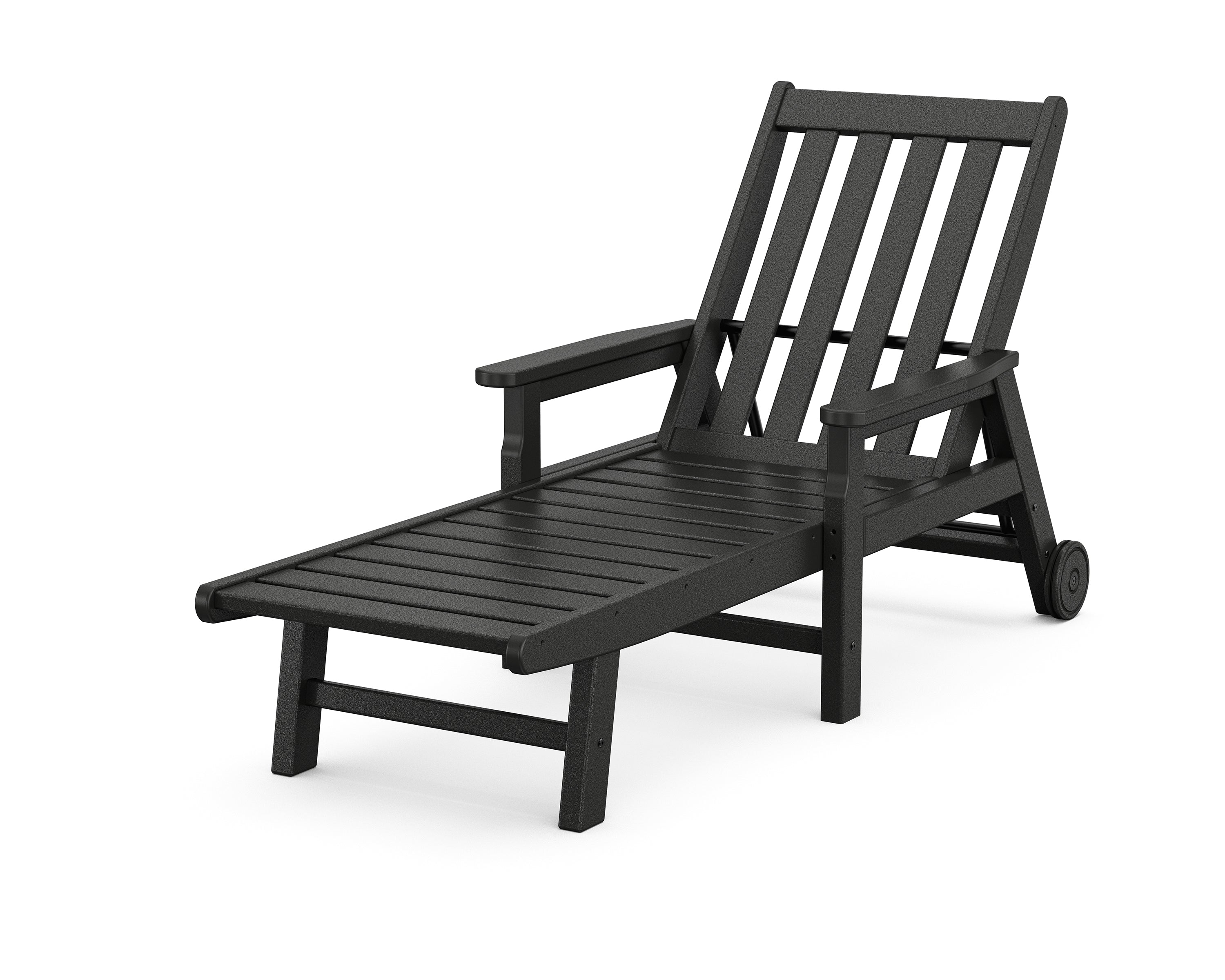 POLYWOOD® Vineyard Chaise with Arms and Wheels in Black