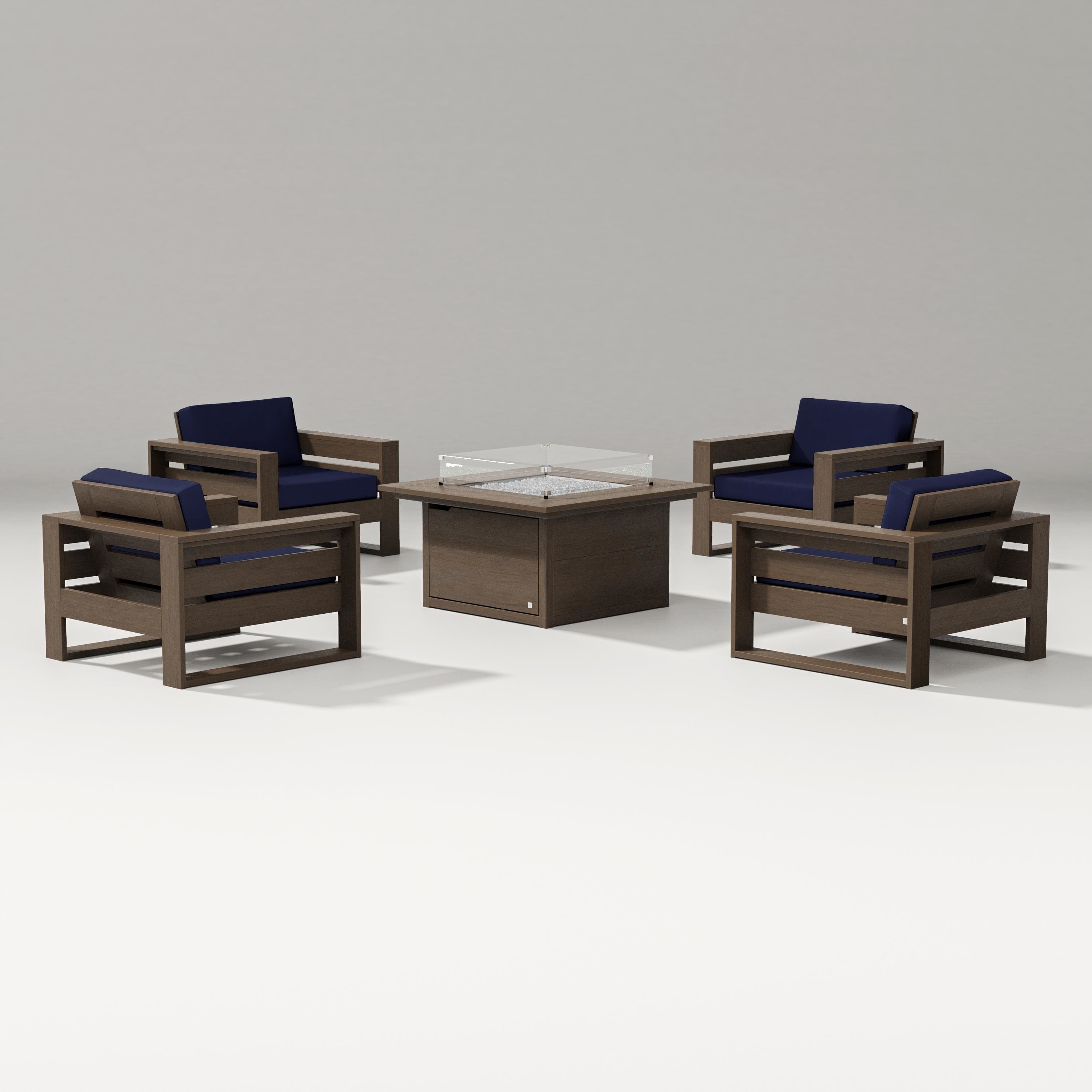 PW Designer Series Latitude 5-Piece Lounge Fire Table Set in Kona / Navy