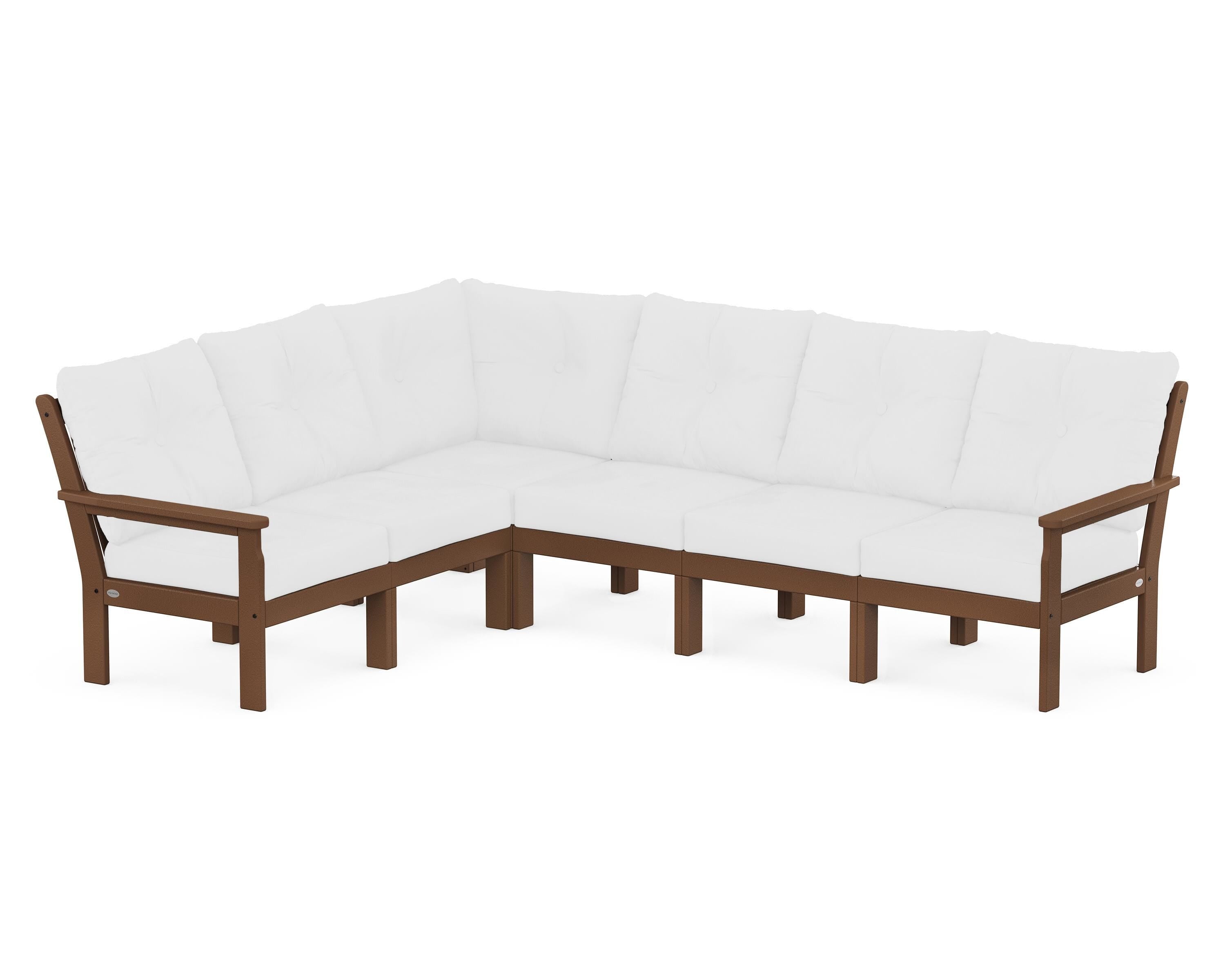 POLYWOOD Vineyard 6-Piece Sectional in Teak / Natural