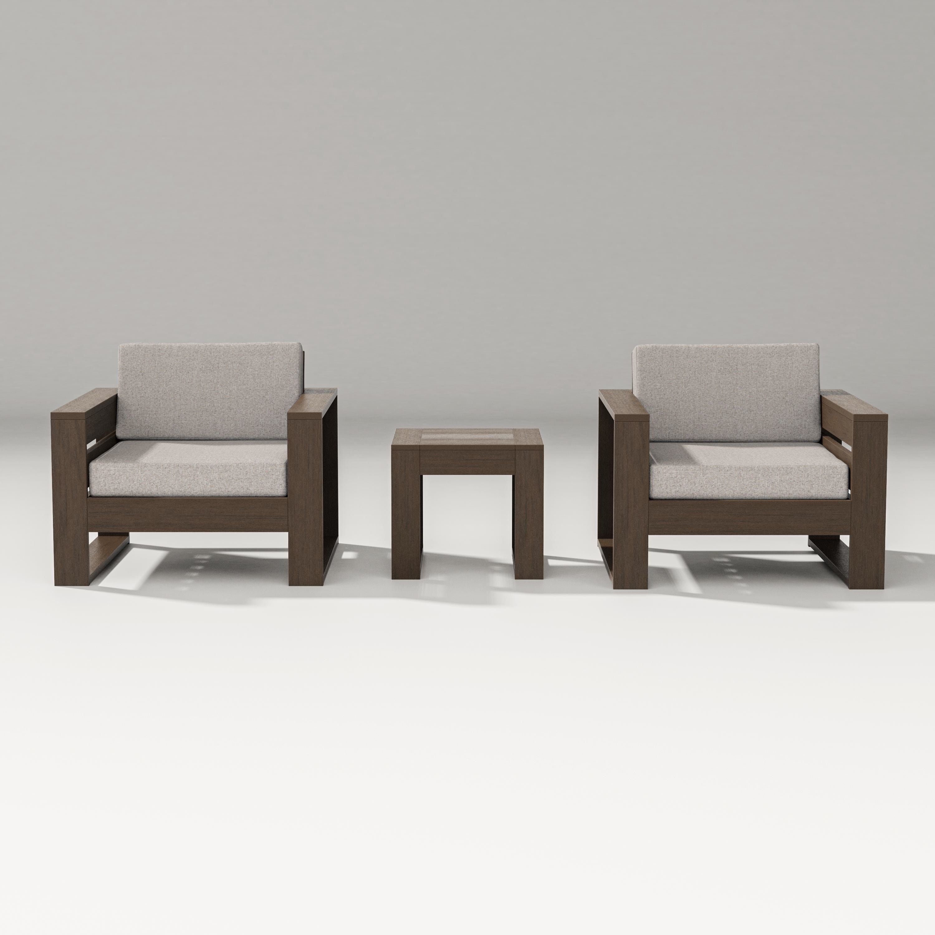 PW Designer Series Latitude 3-Piece Lounge Chair Set in Kona / Weathered Tweed