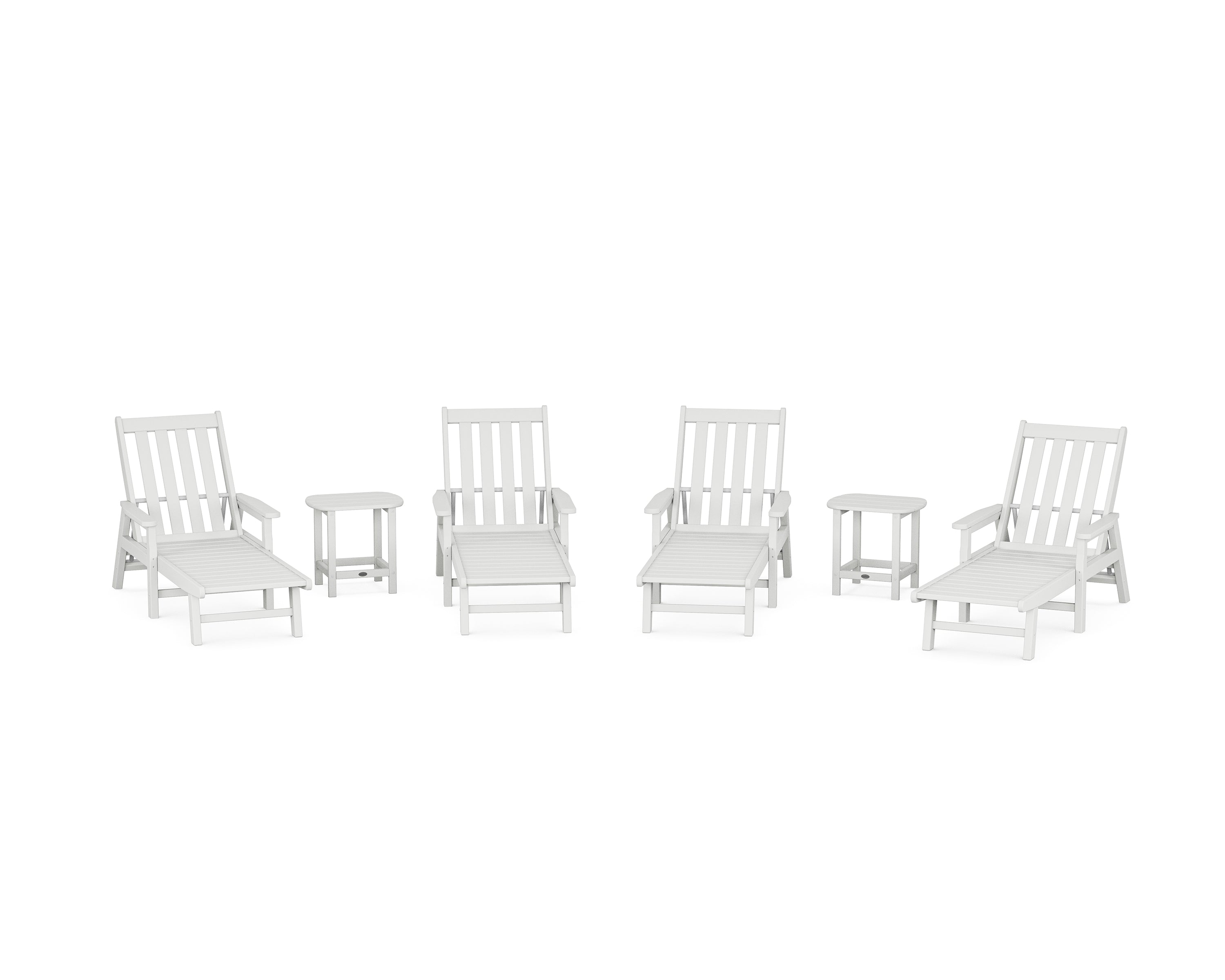 POLYWOOD Vineyard 6-Piece Chaise with Arms Set in White