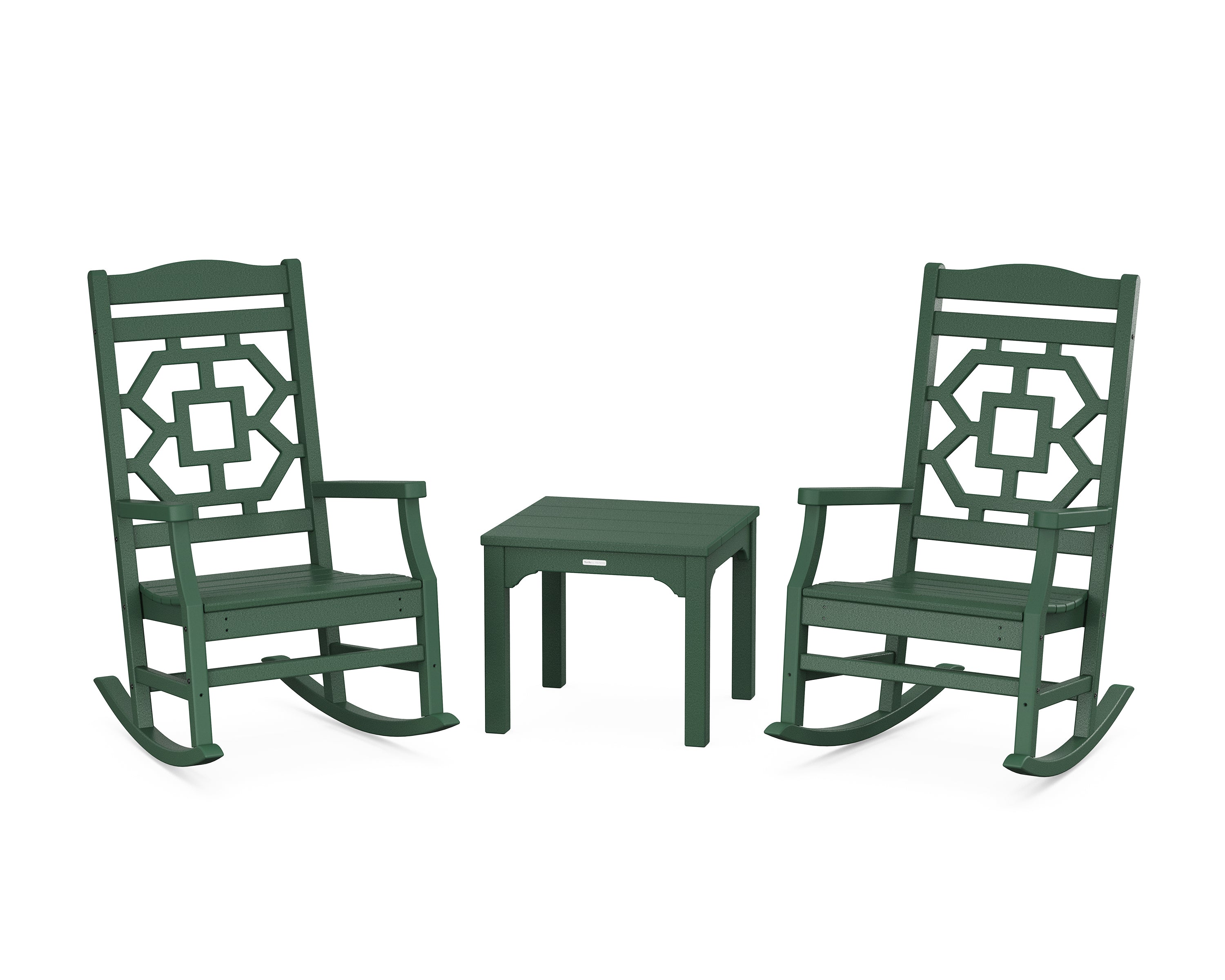 Martha Stewart by POLYWOOD® Chinoiserie 3-Piece Rocking Chair Set in Green