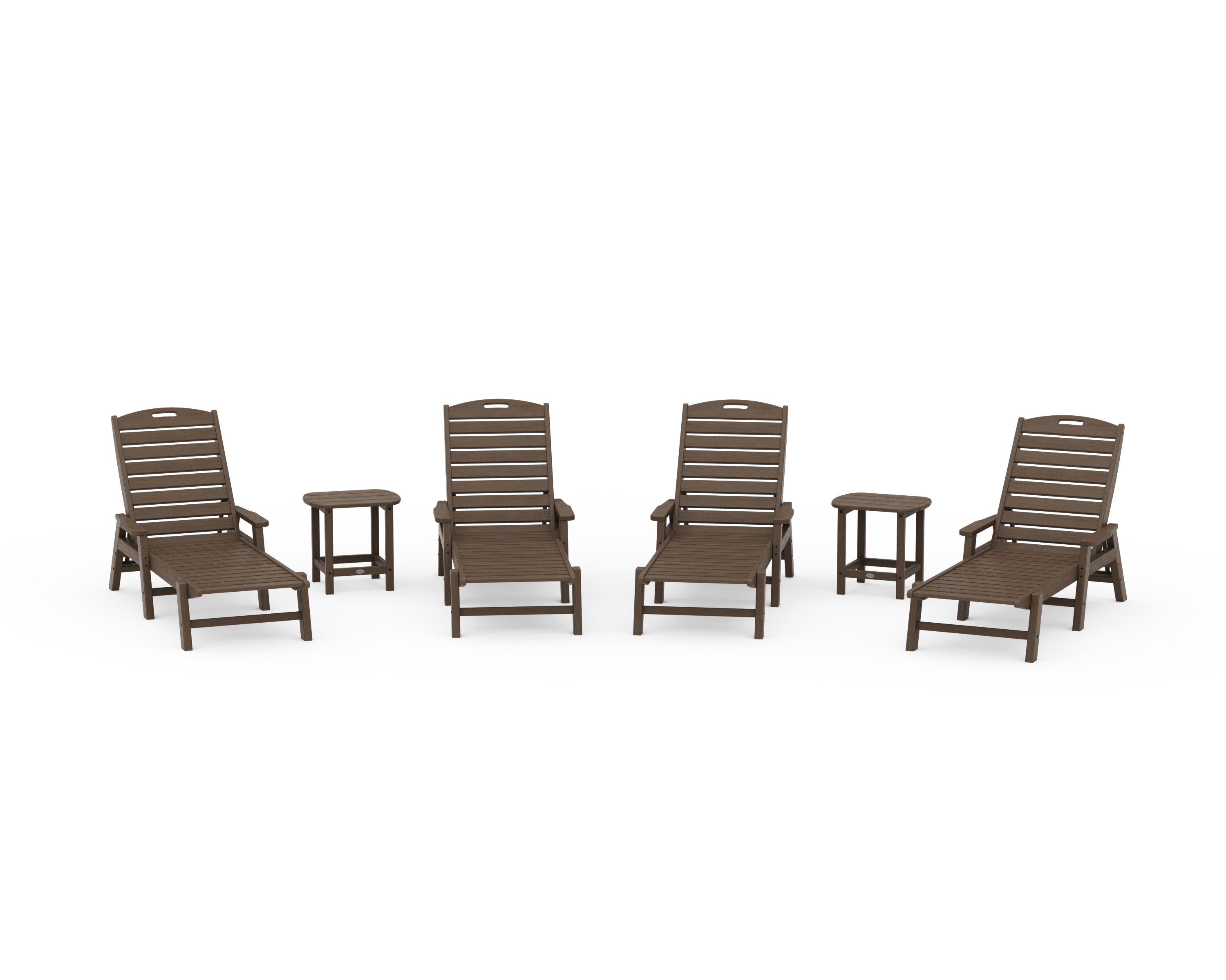 POLYWOOD Nautical Chaise 6-Piece Set with Arms in Kona