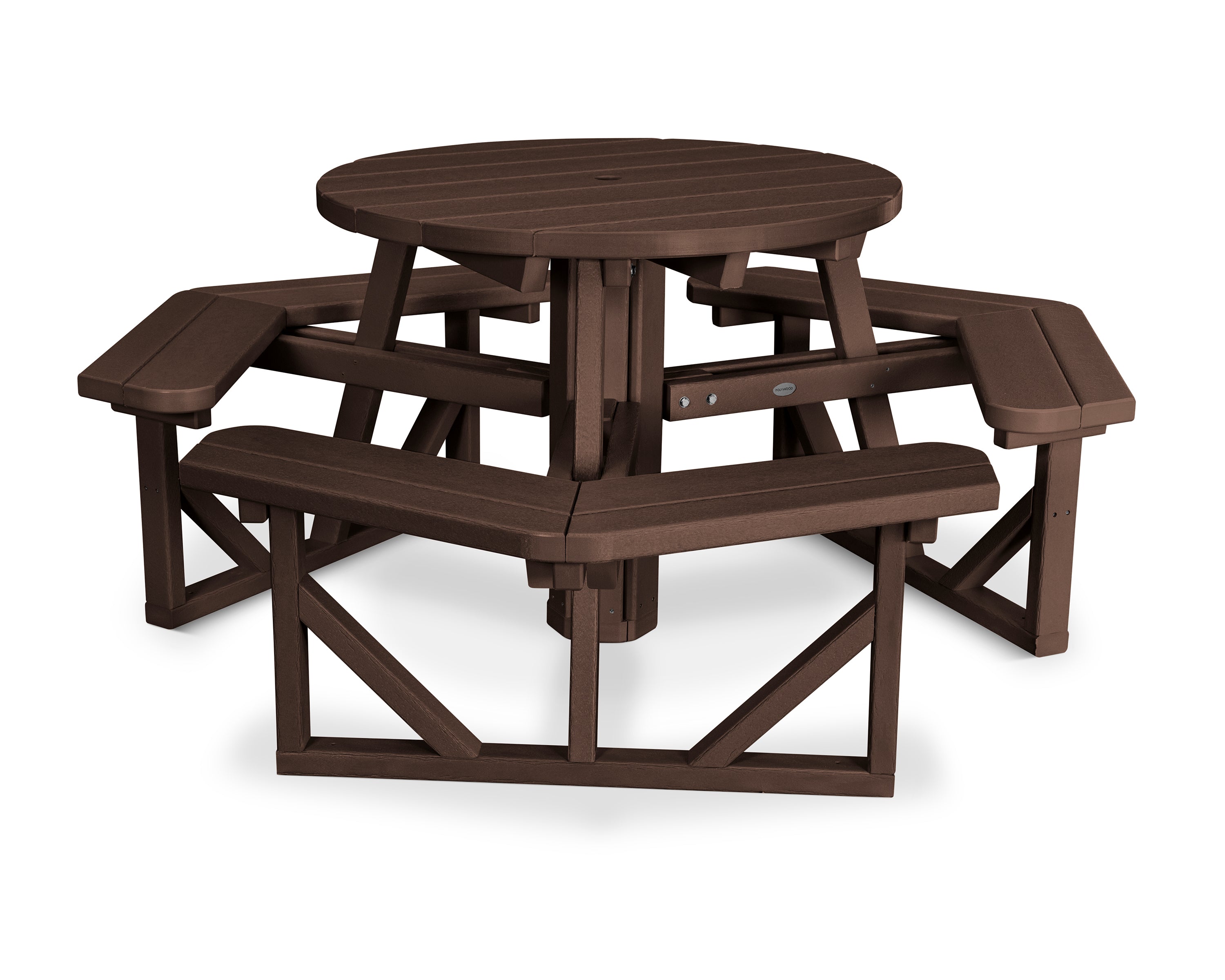 POLYWOOD Park 36" Round Picnic Table in Mahogany