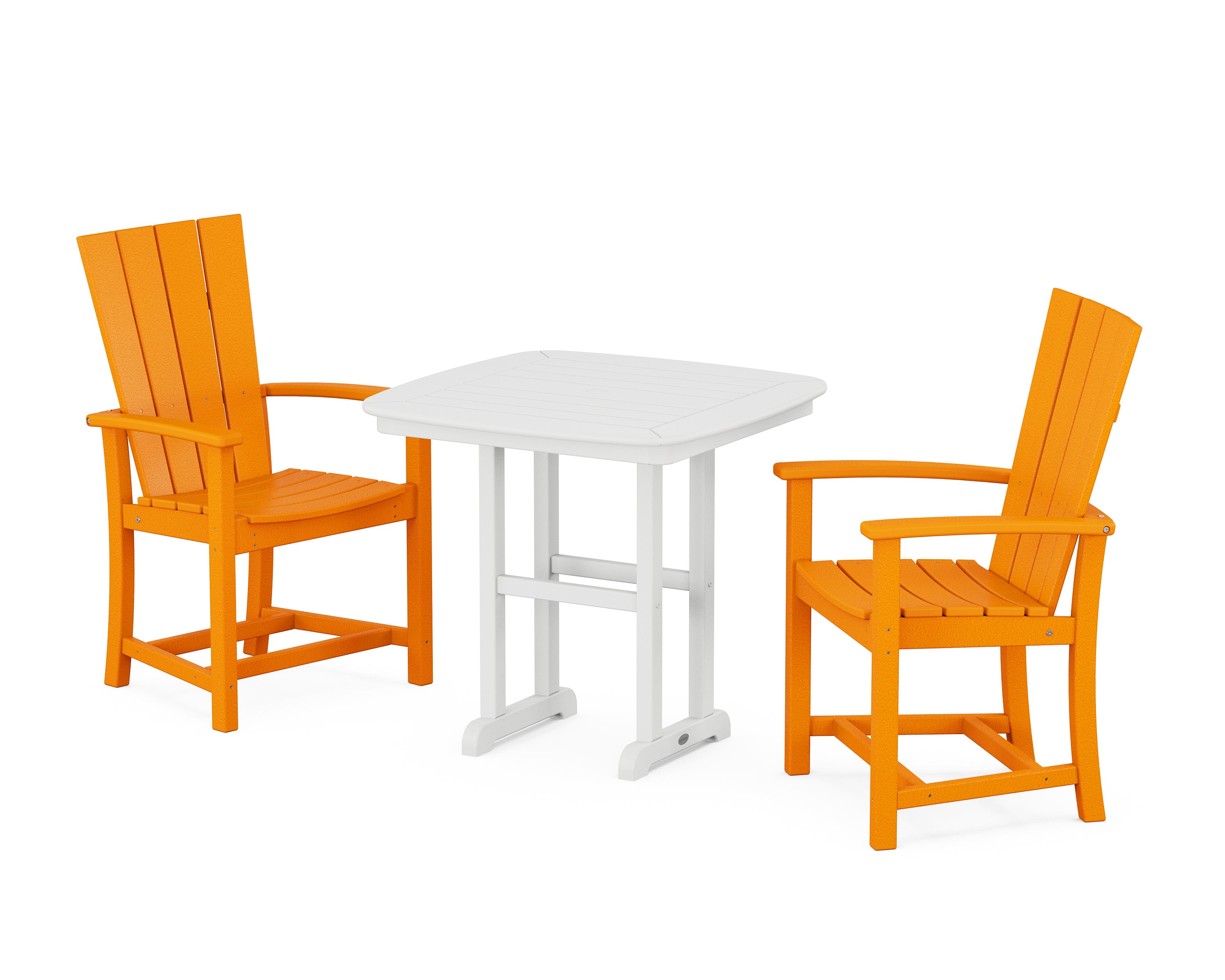 POLYWOOD® Quattro 3-Piece Dining Set in Tangerine / White