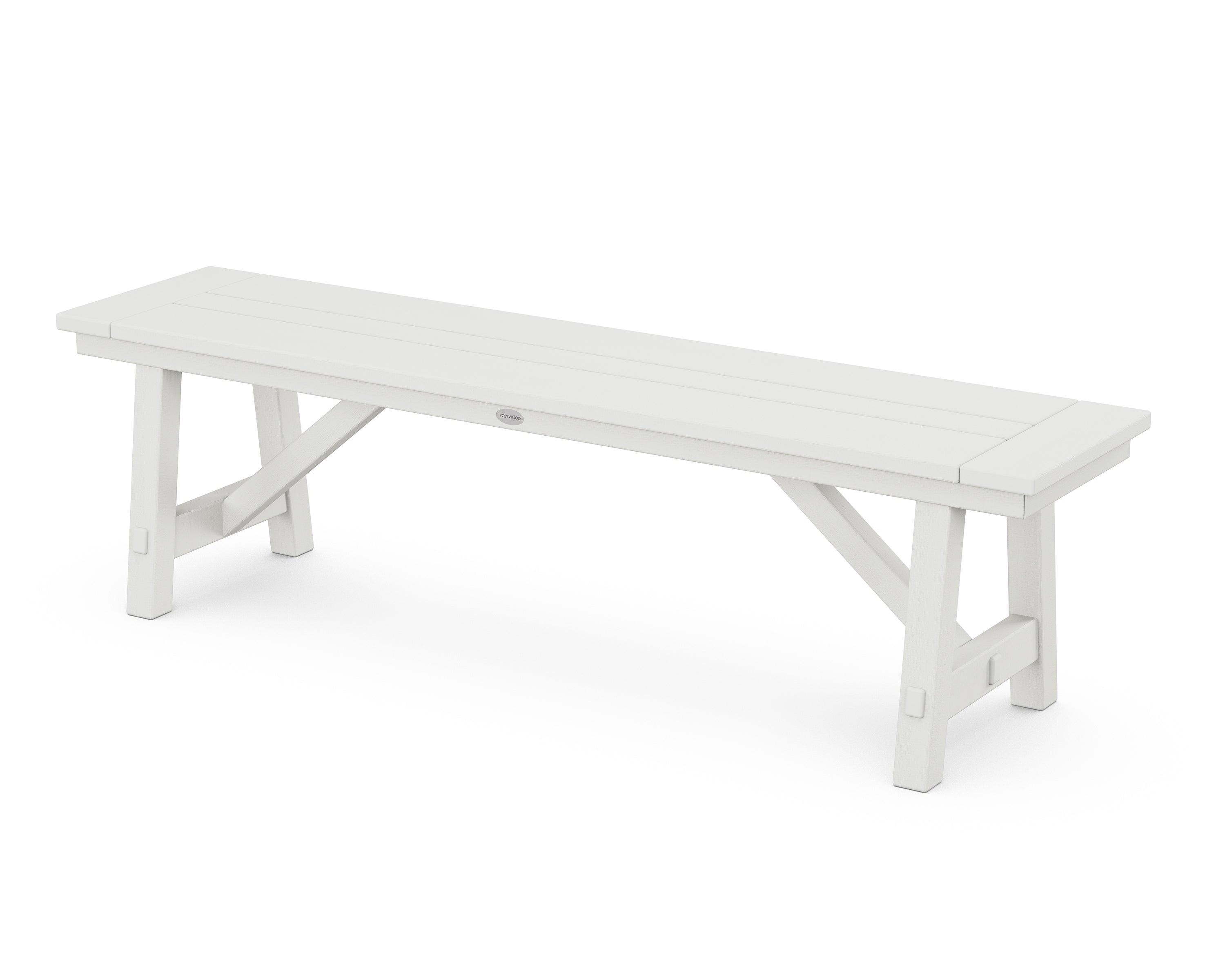 POLYWOOD® Rustic Farmhouse 60" Backless Bench in Vintage White