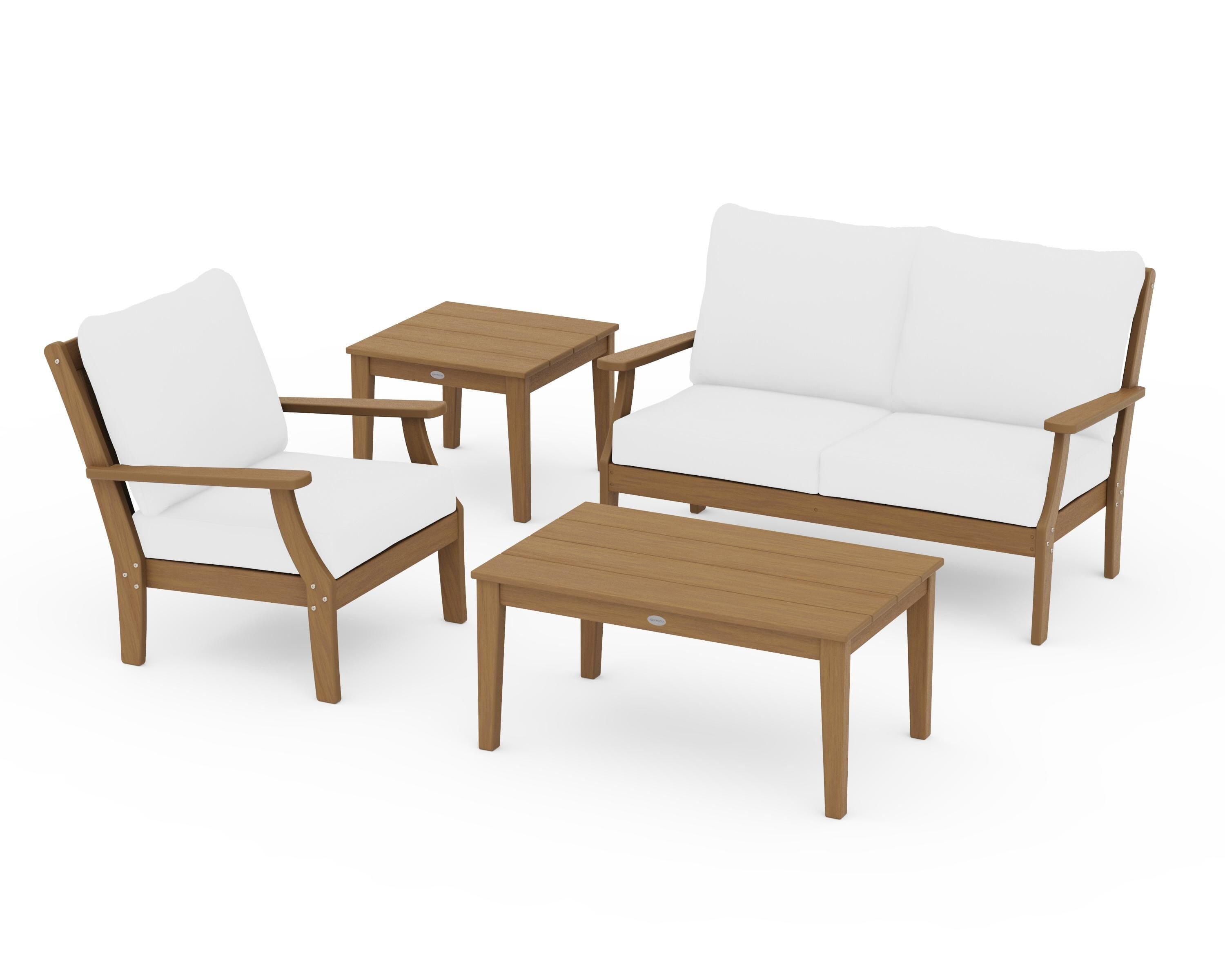 POLYWOOD Braxton 4-Piece Deep Seating Set in Natural / Natural
