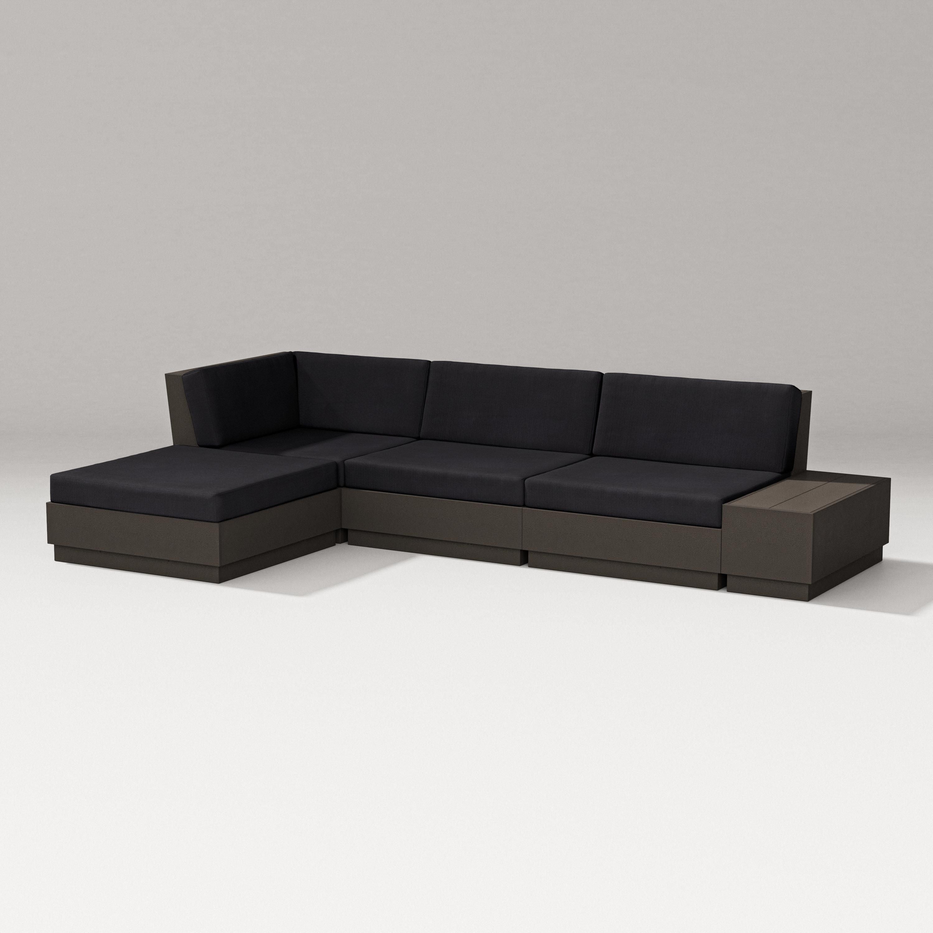 PW Designer Series Elevate Chaise Sectional in Vintage Coffee / Midnight Linen