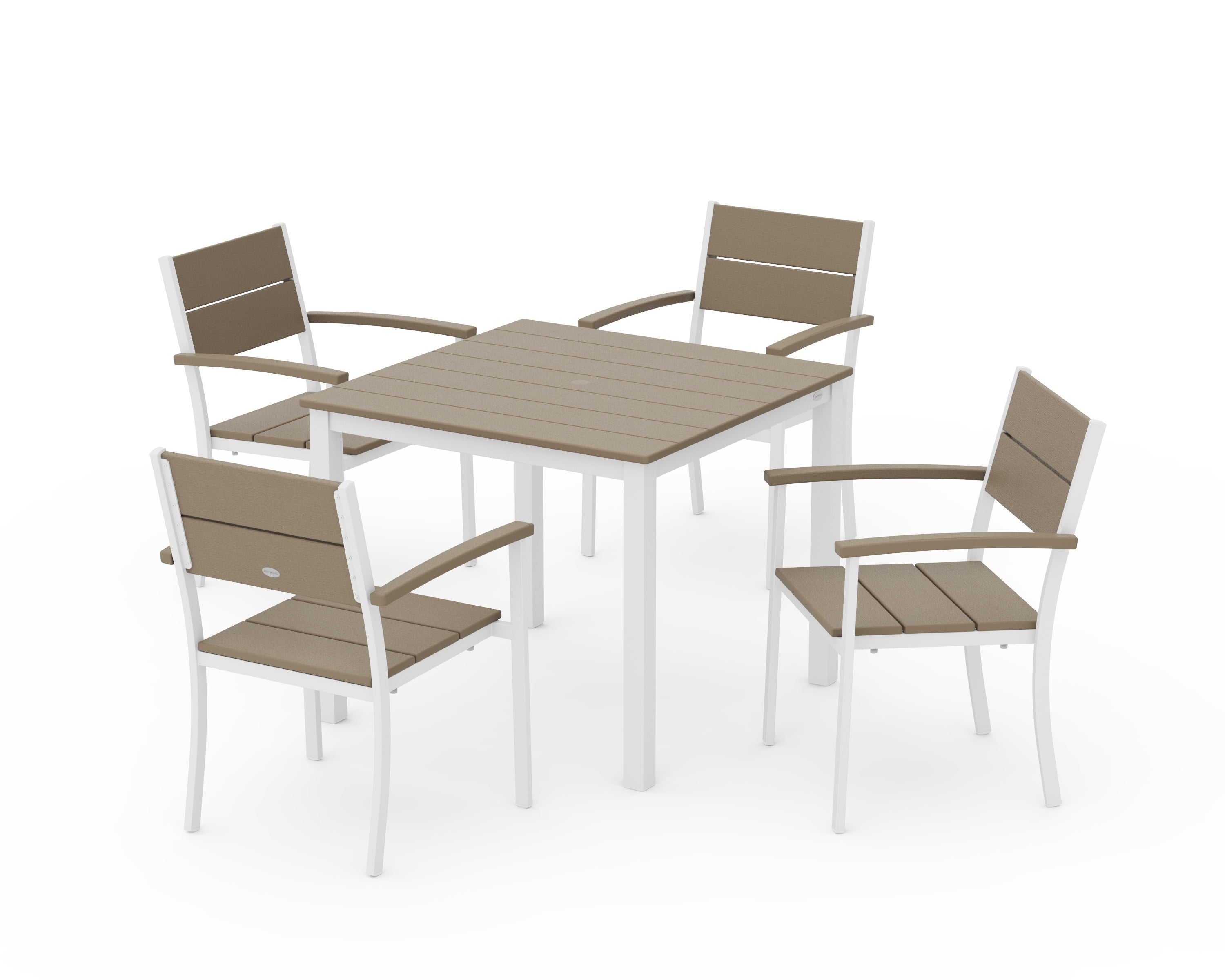 POLYWOOD Main Street 5-Piece Dining Set in White / Vintage Sahara