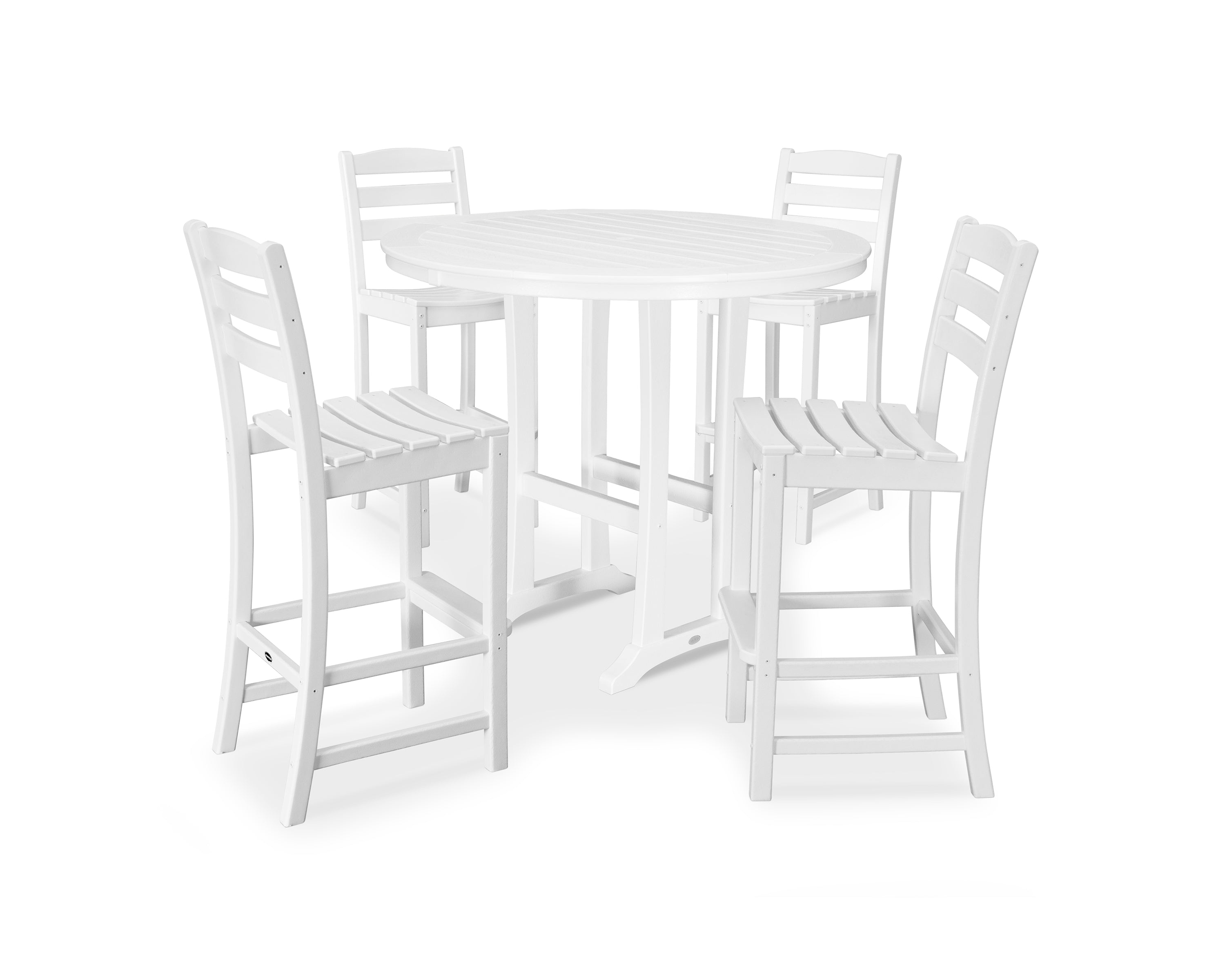 POLYWOOD® La Casa Café 5-Piece Side Chair Bar Dining Set in White