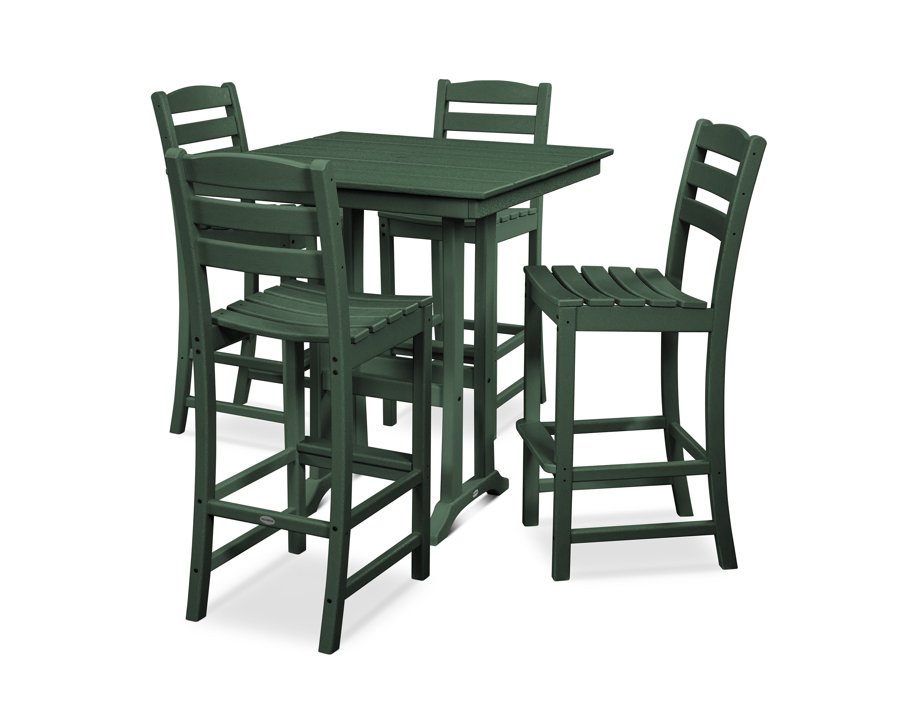 POLYWOOD® La Casa Café 5-Piece Farmhouse Trestle Bar Set in Green