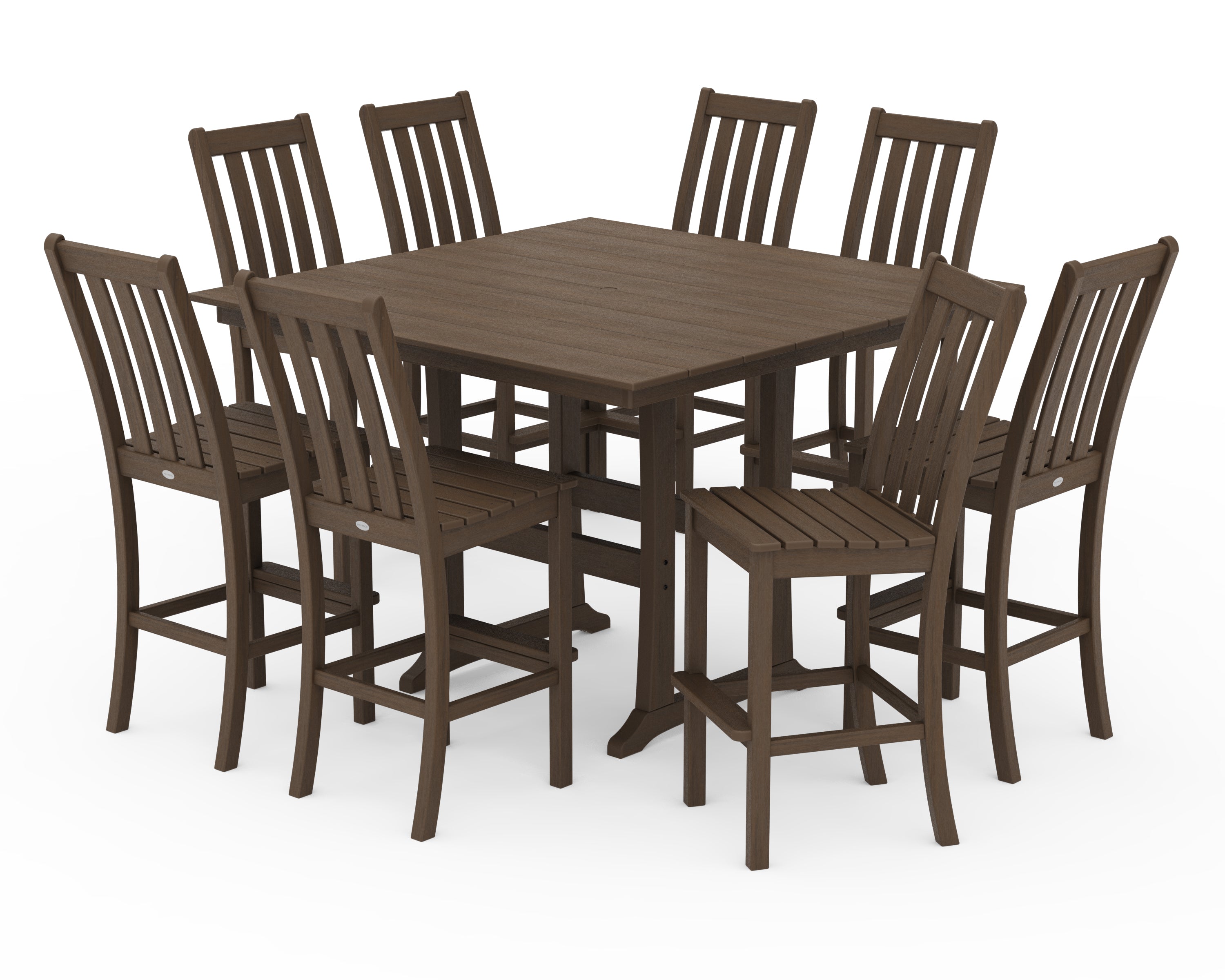 POLYWOOD Vineyard 9-Piece Farmhouse Trestle Bar Set in Kona