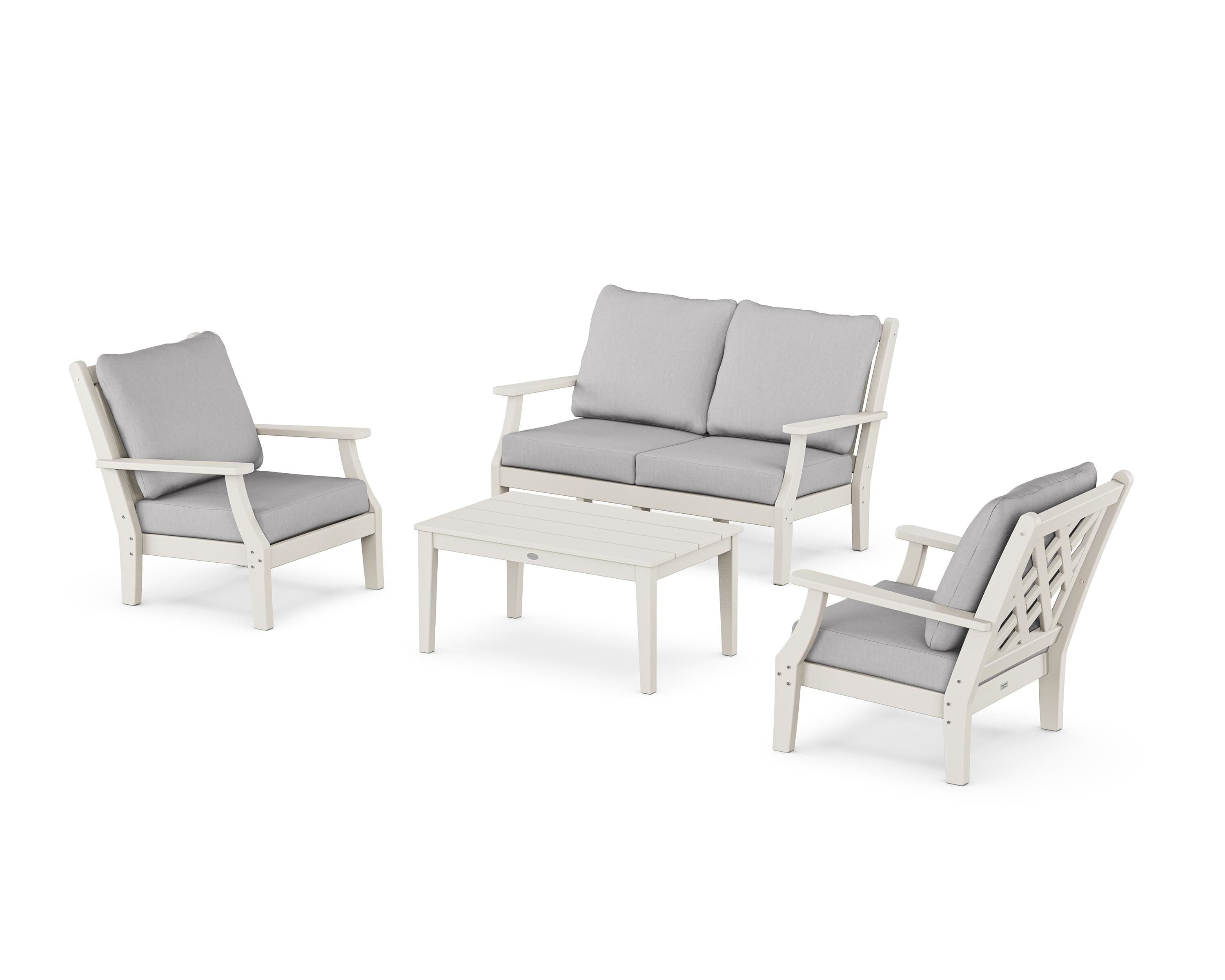 Country Living Wovendale 4-Piece Deep Seating Set with Loveseat in Sand / Granite