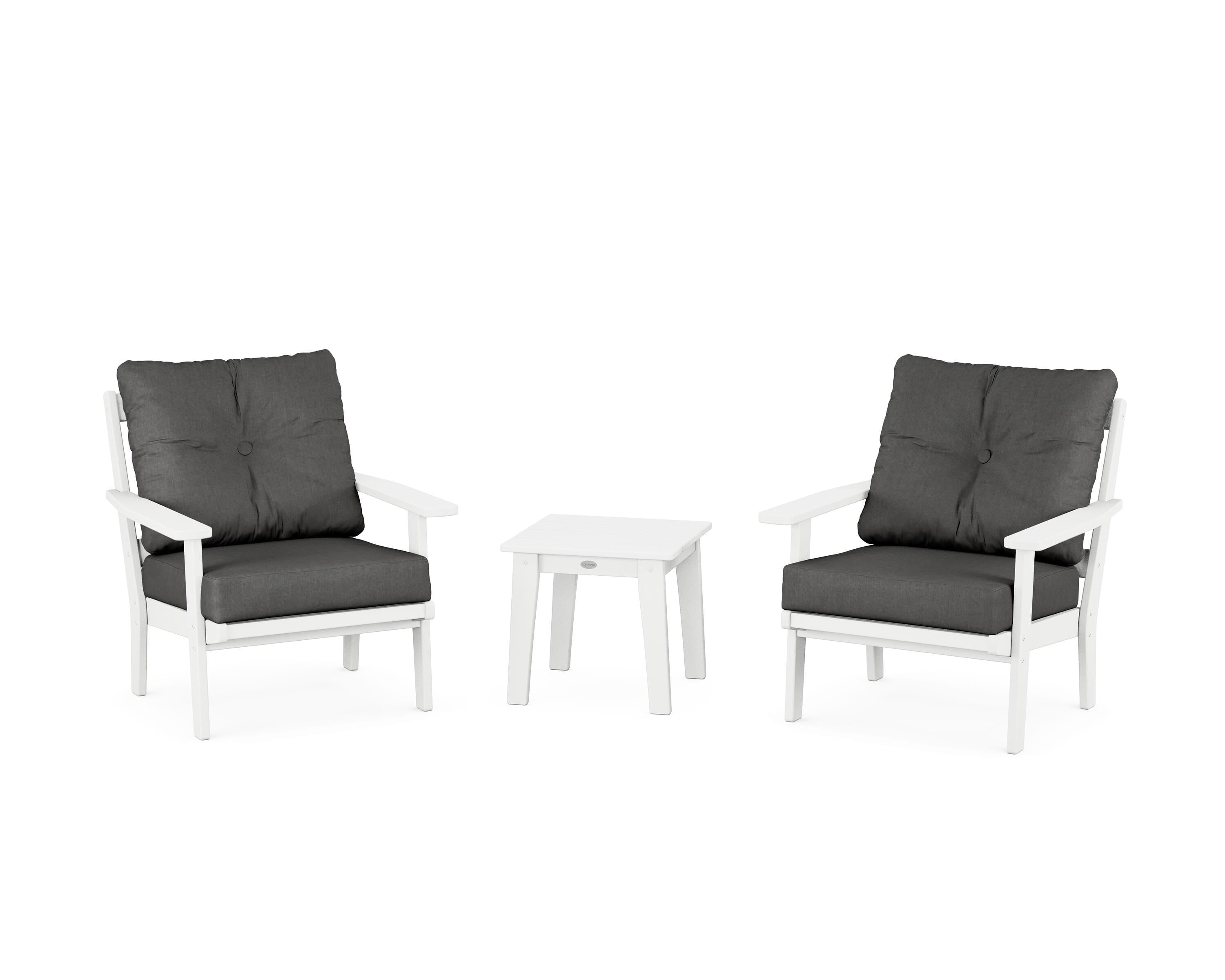 POLYWOOD Prairie 3-Piece Deep Seating Set in White / Spectrum Carbon