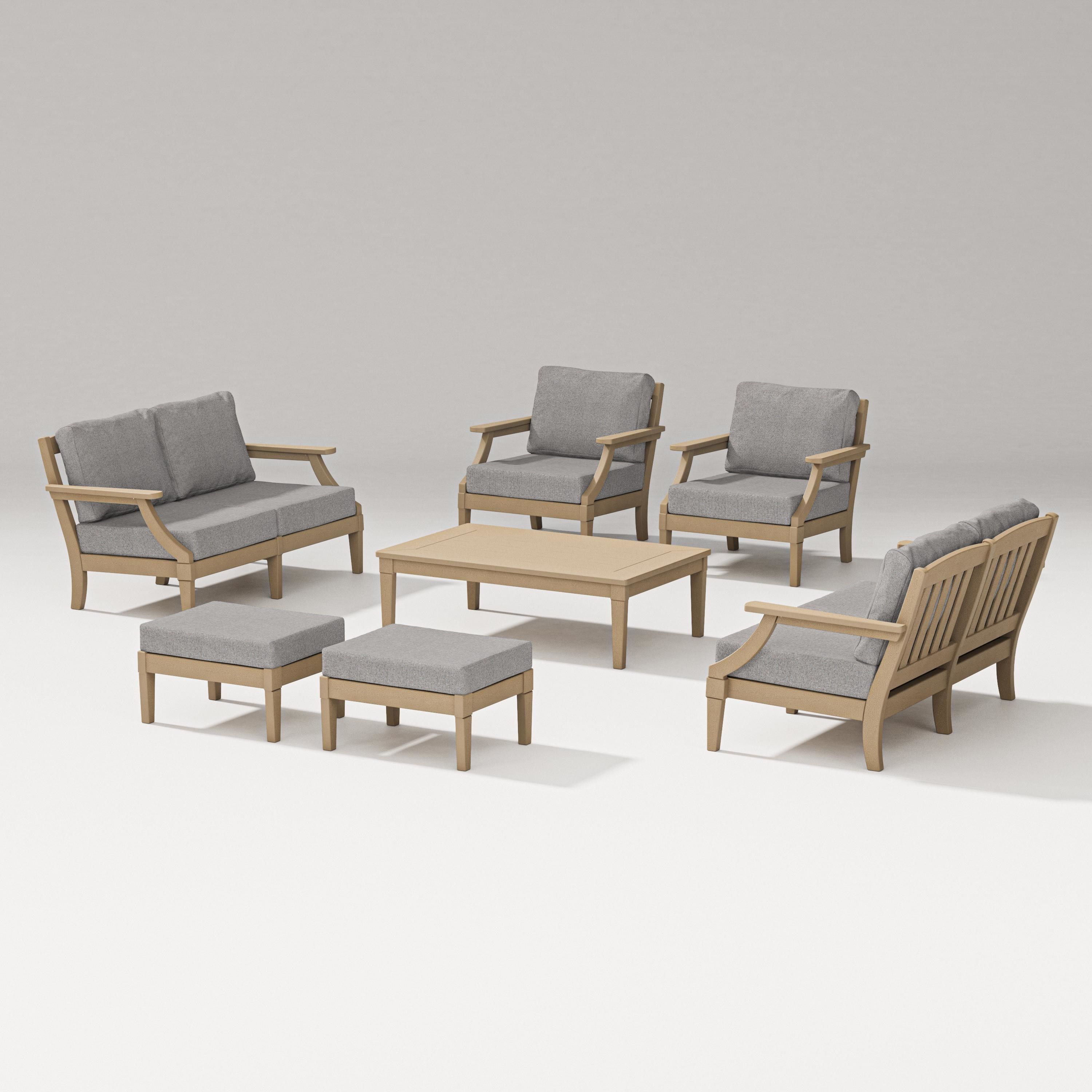 PW Designer Series Estate 7-Piece Lounge Loveseat Set in Vintage Sahara / Grey Mist