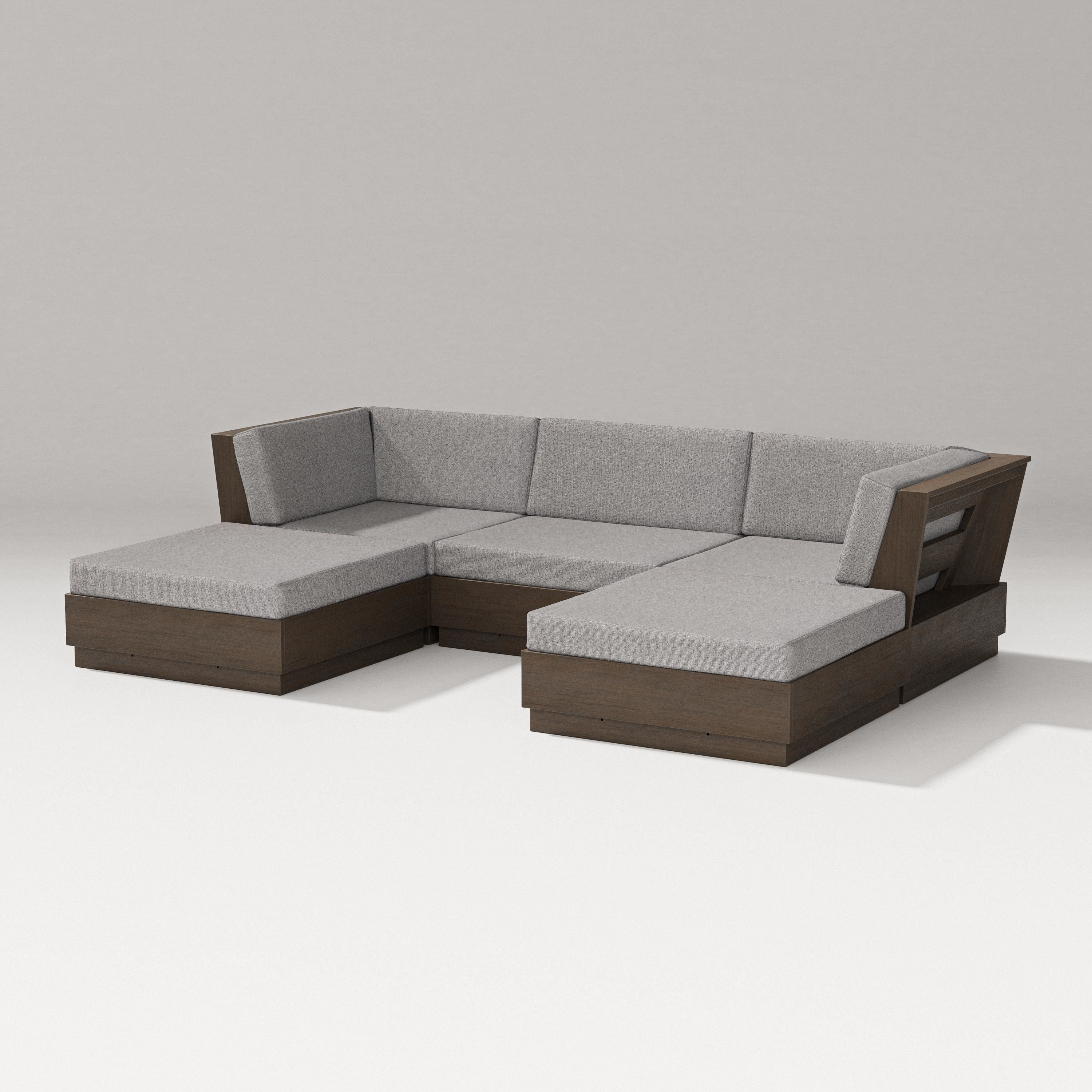 PW Designer Series Elevate Double Chaise Sectional in Kona / Grey Mist