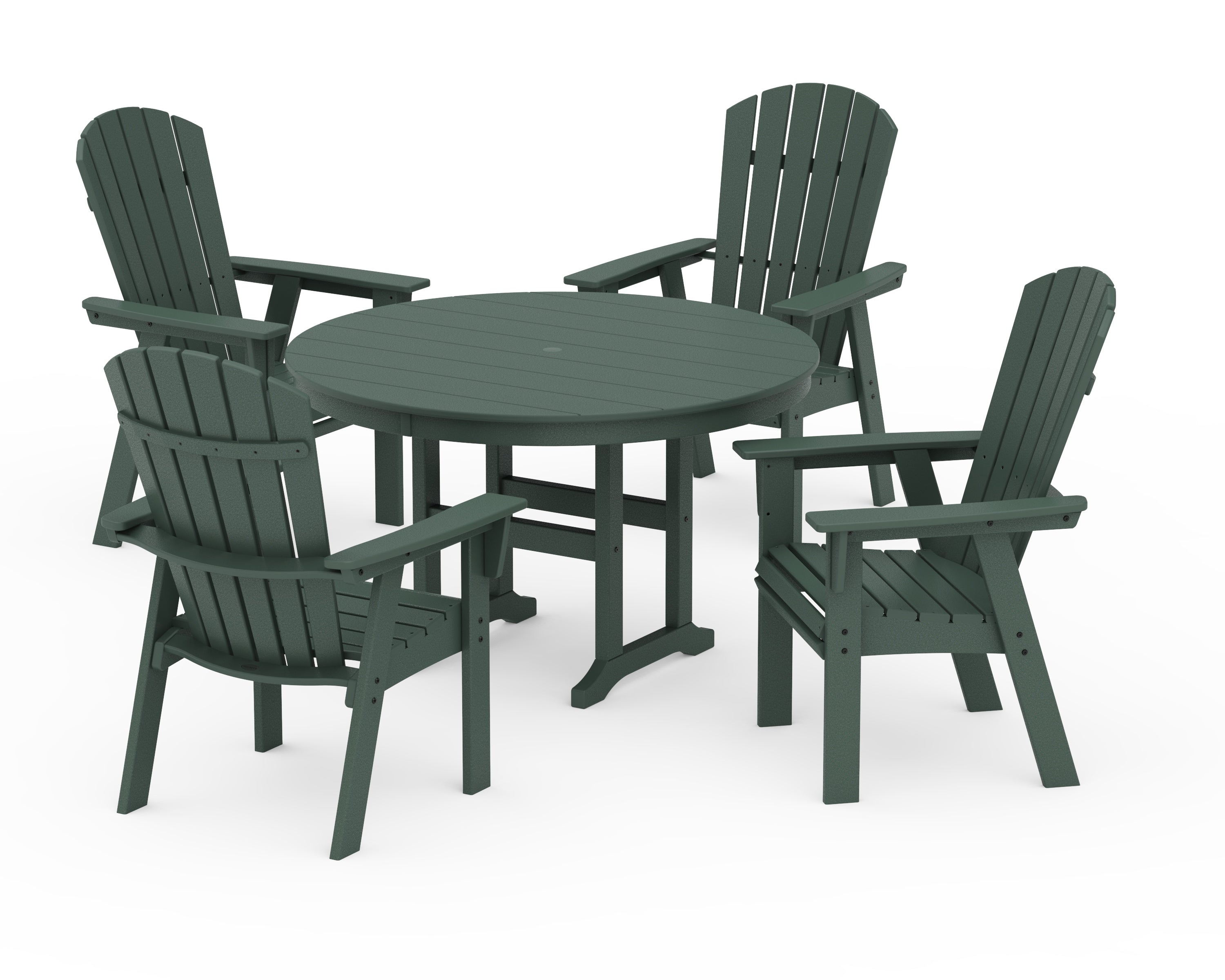 POLYWOOD Nautical Adirondack 5-Piece Round Farmhouse Dining Set in Green