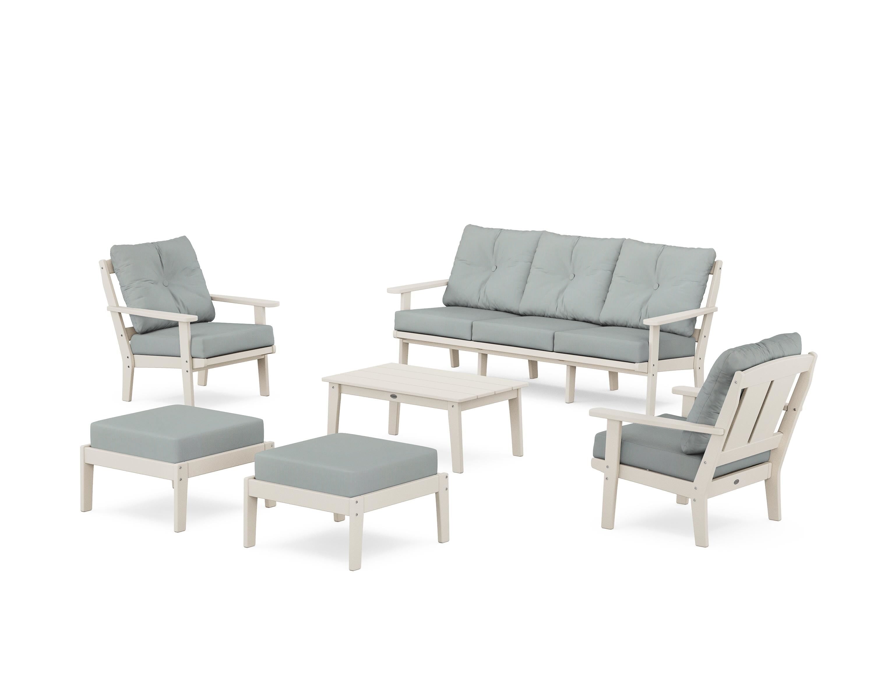 POLYWOOD Mission 6-Piece Lounge Sofa Set in Sand / Spa