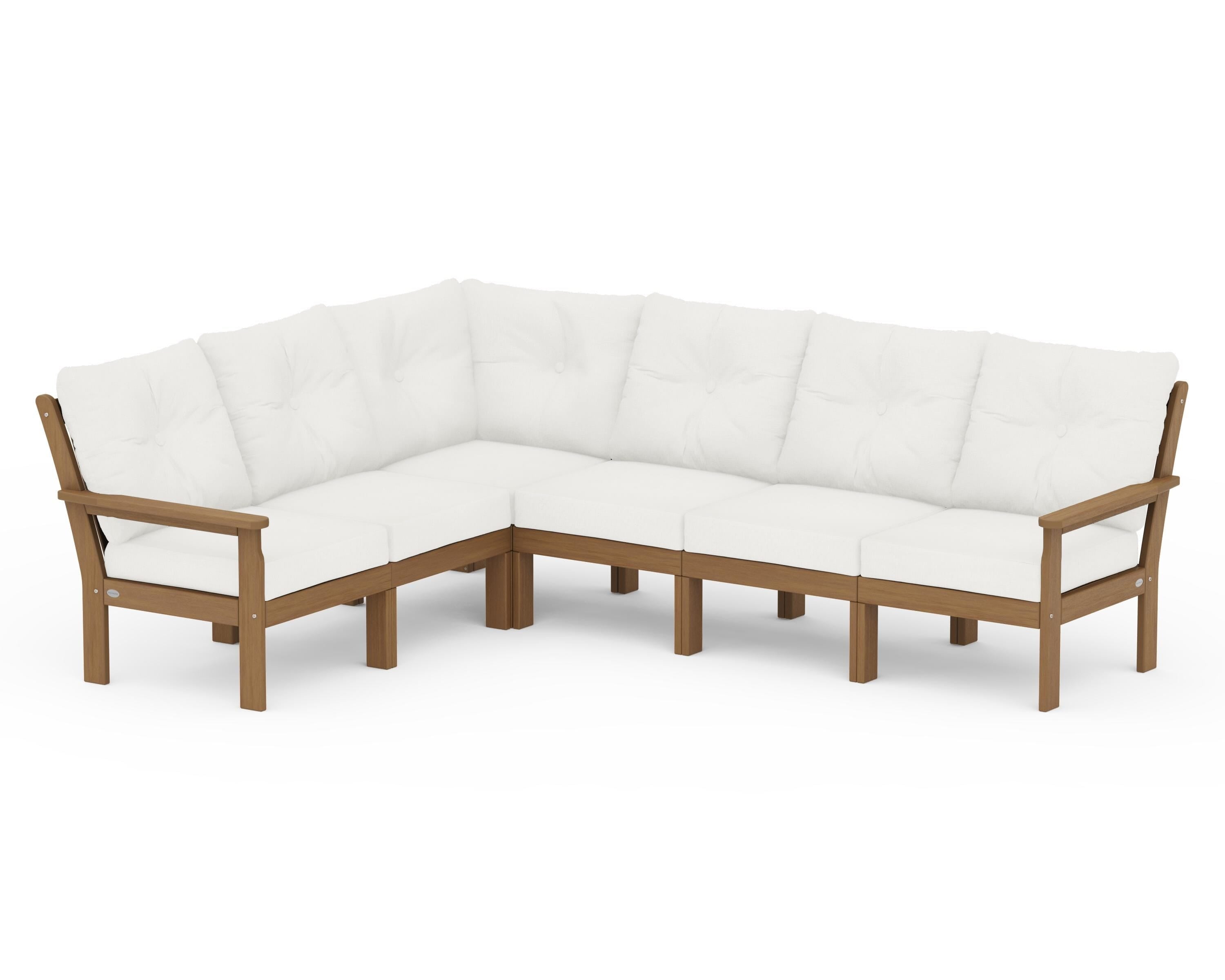 POLYWOOD Vineyard 6-Piece Sectional in Natural / Natural Linen