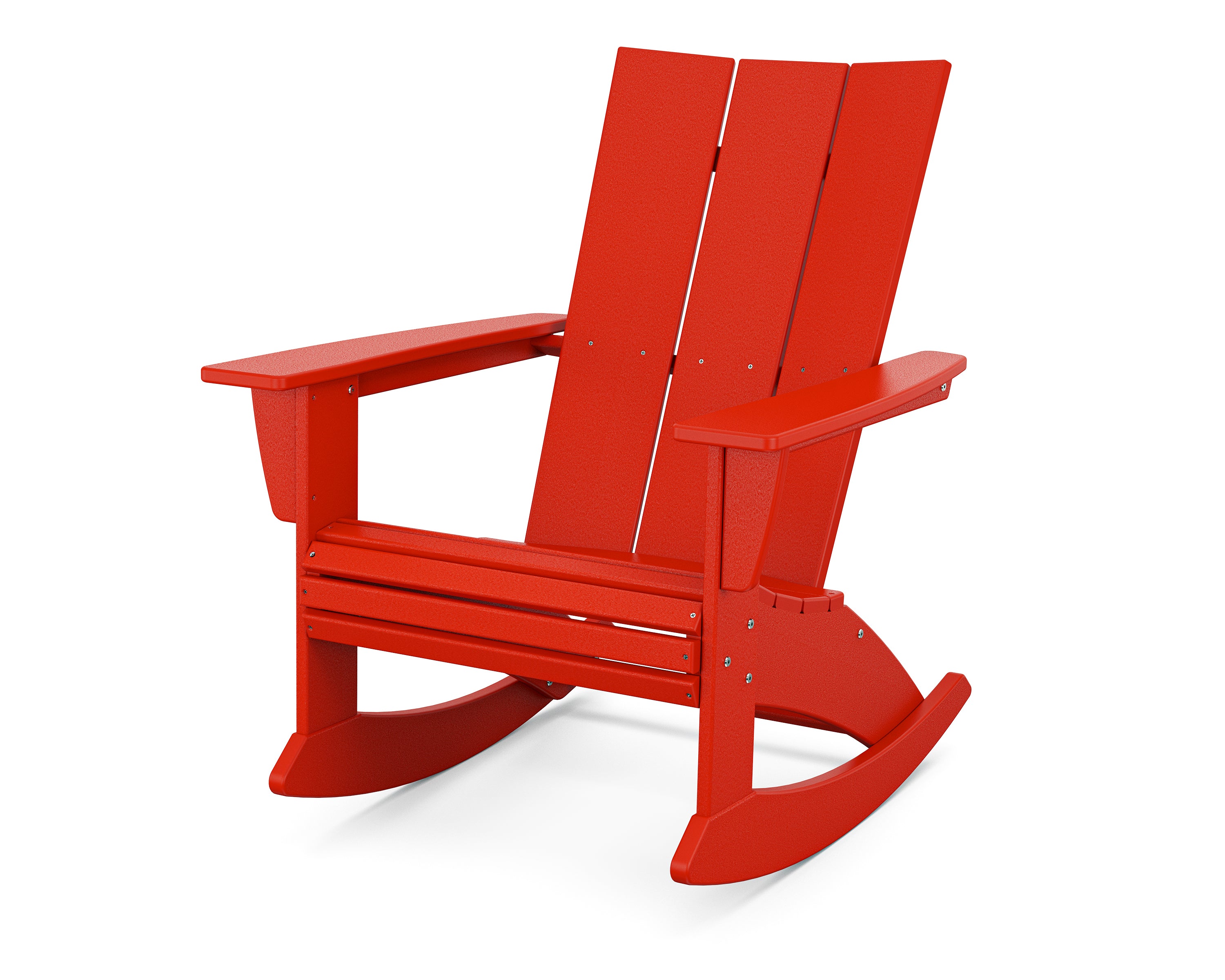 POLYWOOD® Modern Curveback Adirondack Rocking Chair in Sunset Red