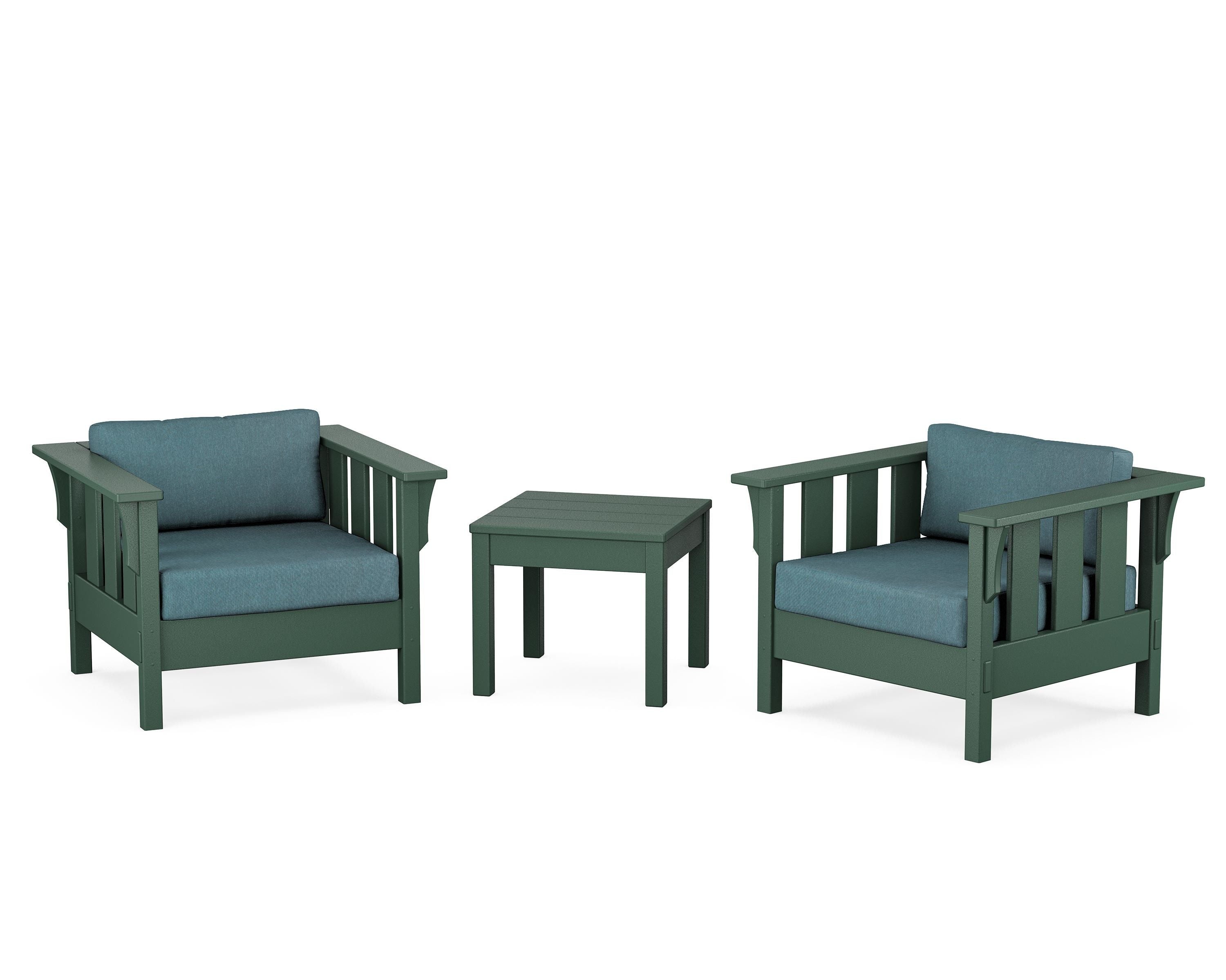 Martha Stewart by POLYWOOD Acadia 3-Piece Deep Seating Set in Green / Ocean Teal