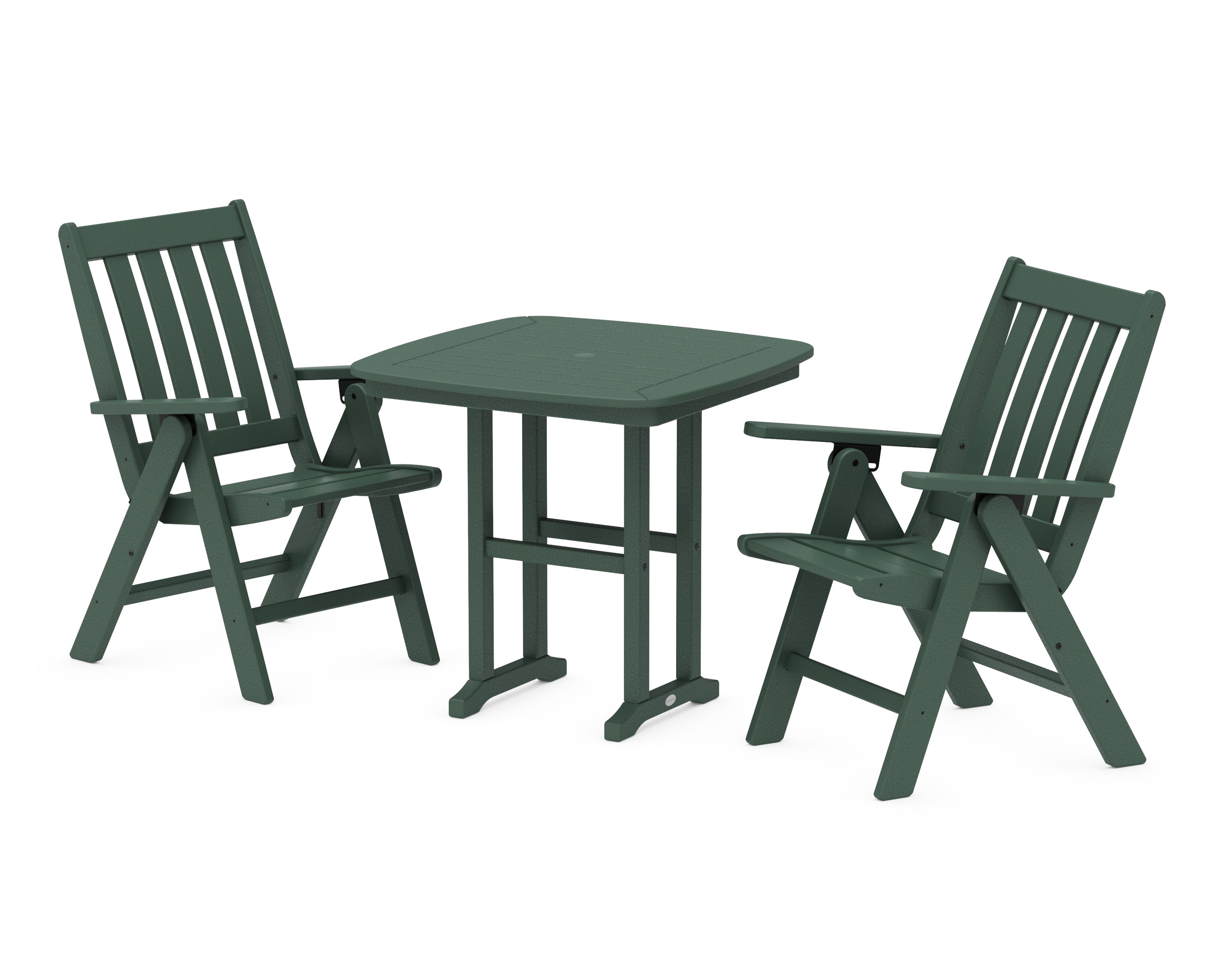 POLYWOOD Vineyard Folding Chair 3-Piece Dining Set in Green
