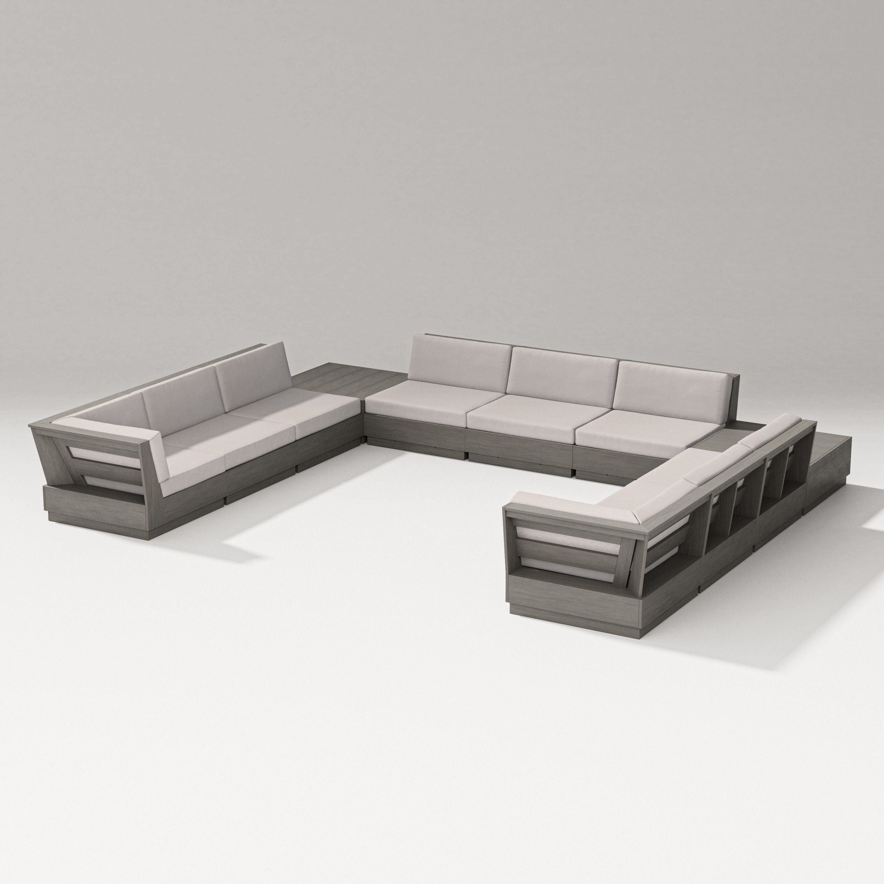 PW Designer Series Elevate 11-Piece U-Shaped Sofa Sectional in Driftwood / Dune Burlap