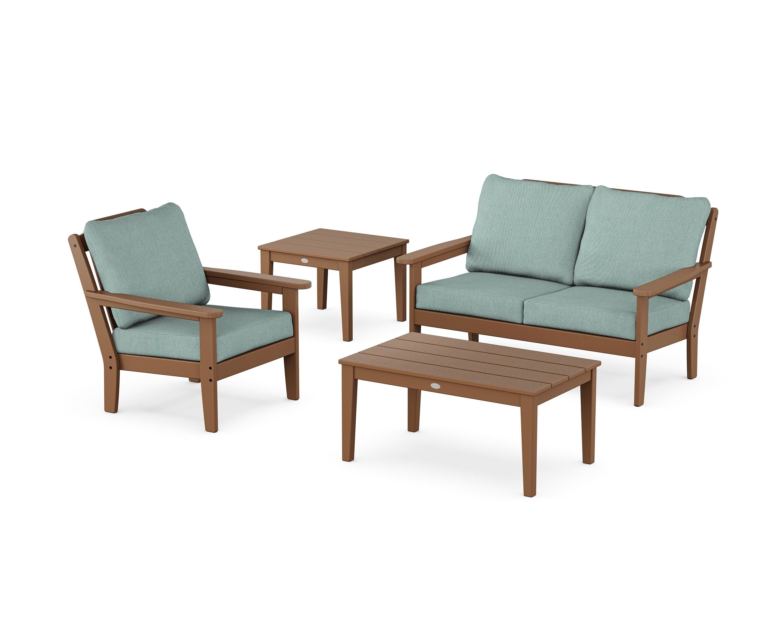 Country Living Wovendale 4-Piece Deep Seating Set in Teak / Glacier Spa