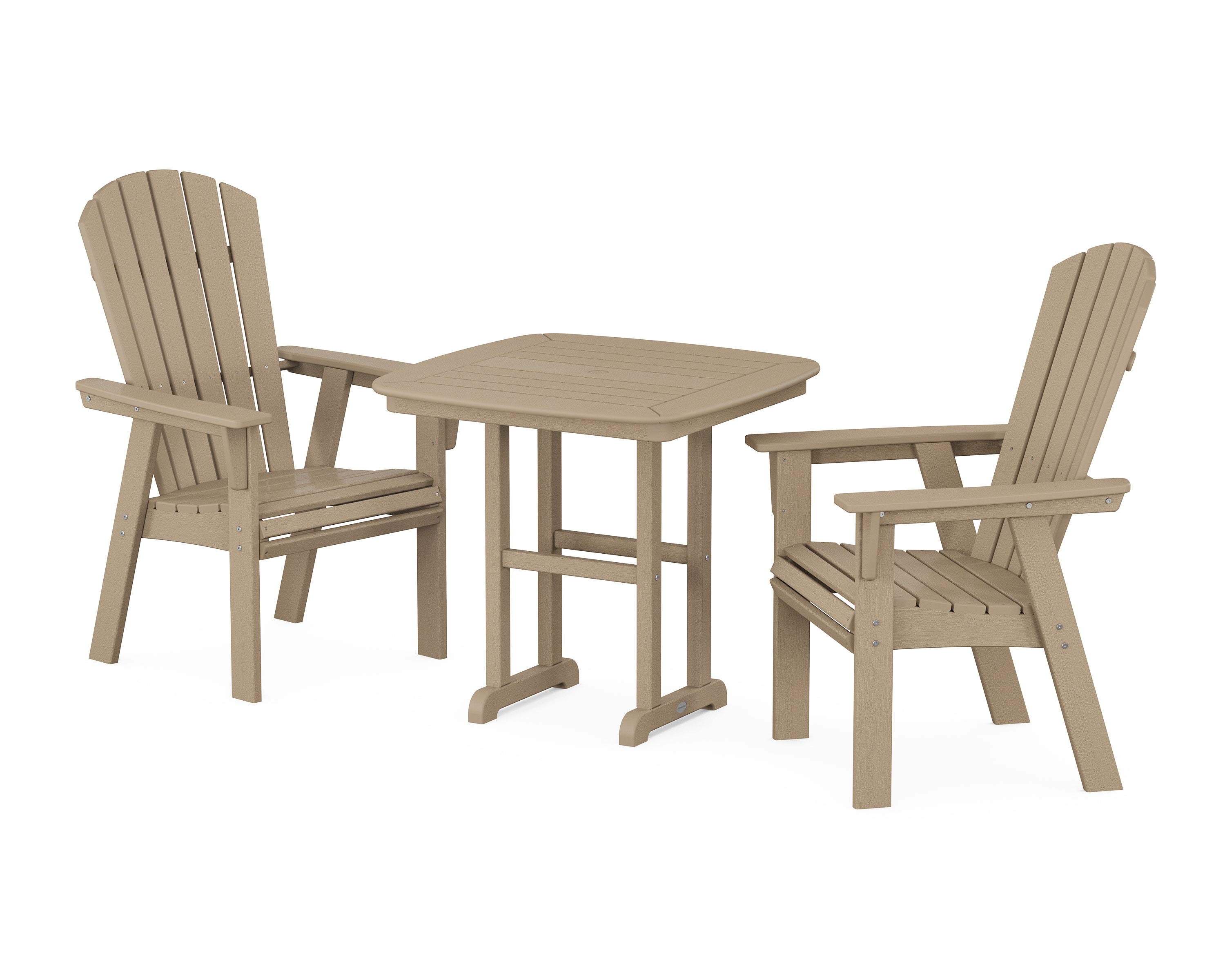POLYWOOD® Nautical Adirondack 3-Piece Dining Set in Vintage Sahara