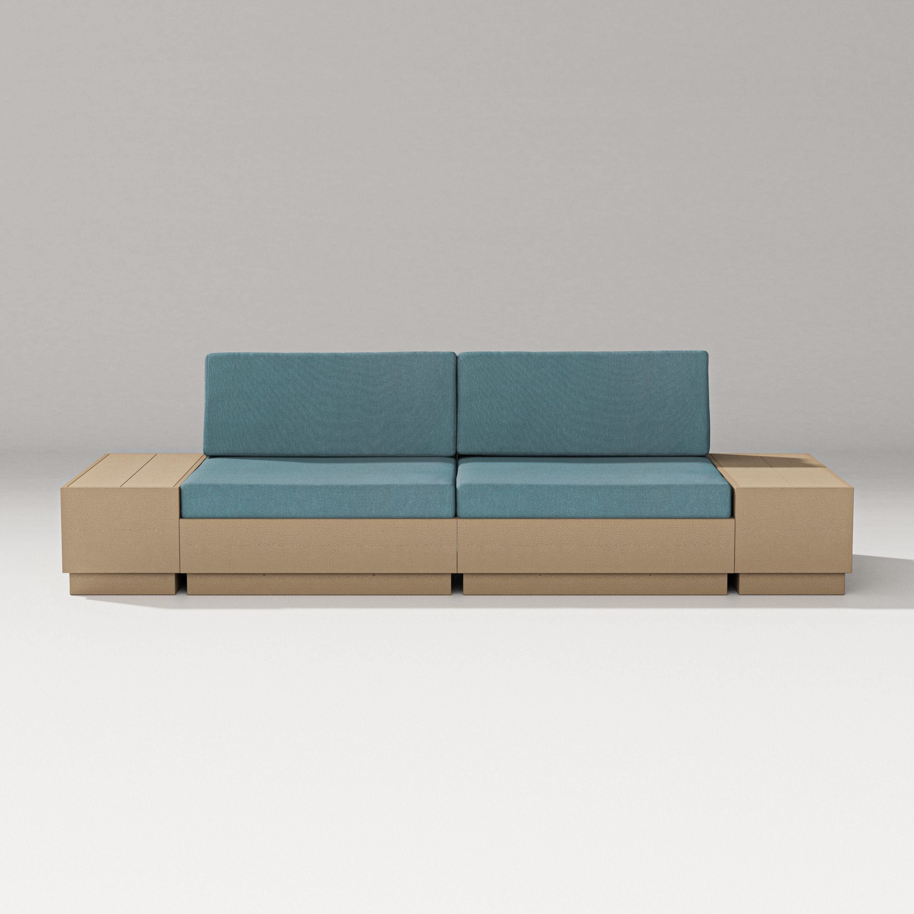 PW Designer Series Elevate 4-Piece Loveseat Sectional in Vintage Sahara / Ocean Teal