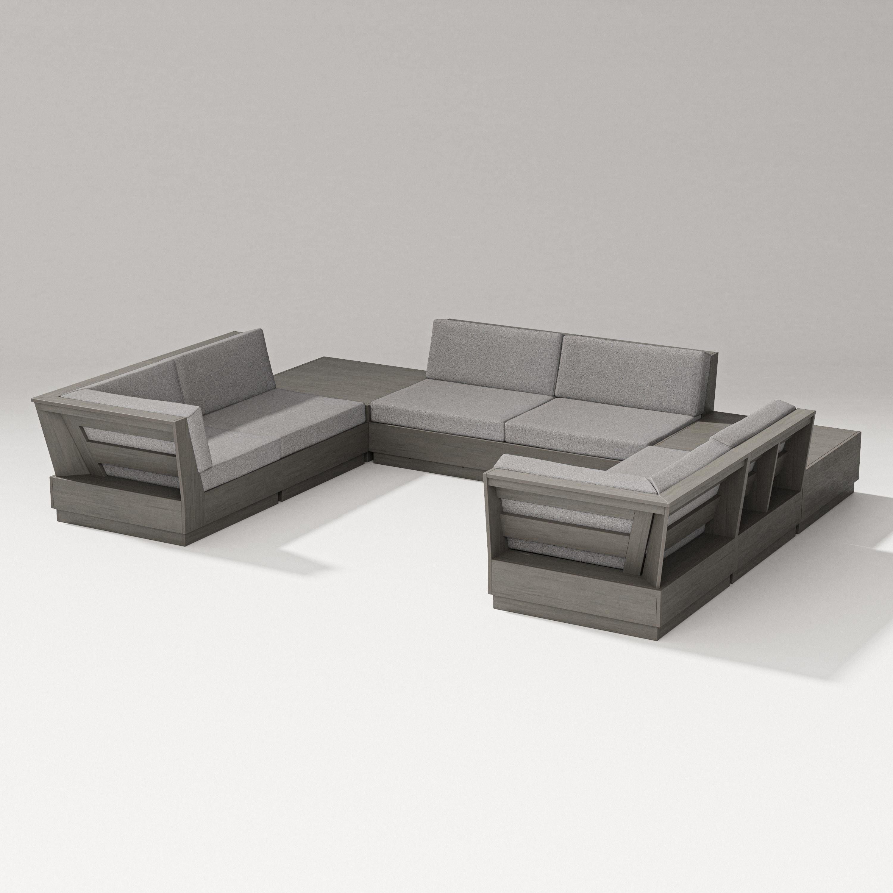 PW Designer Series Elevate 8-Piece U-Shaped Sectional in Driftwood / Grey Mist
