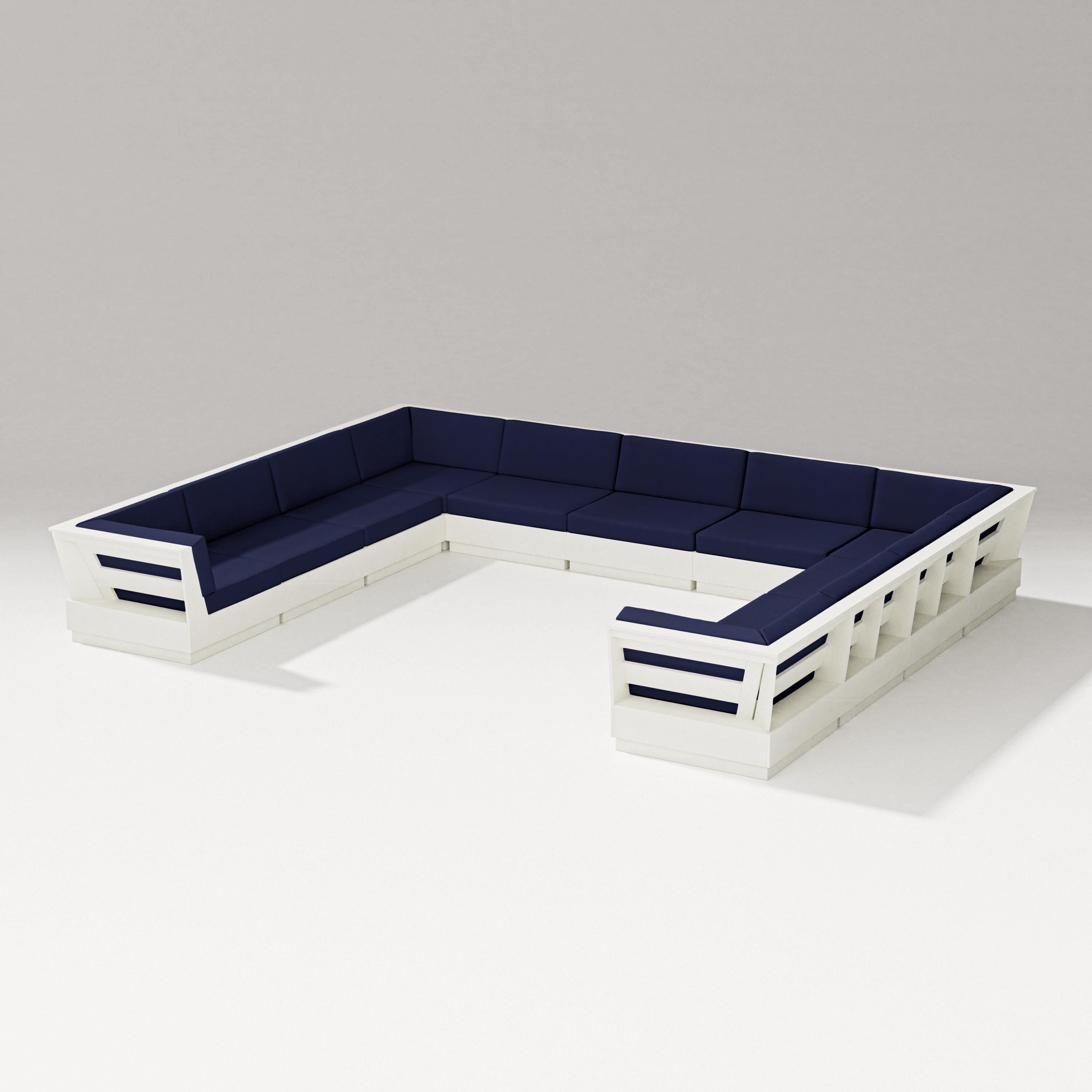 PW Designer Series Elevate Large U-Shaped Sectional in Vintage White / Navy