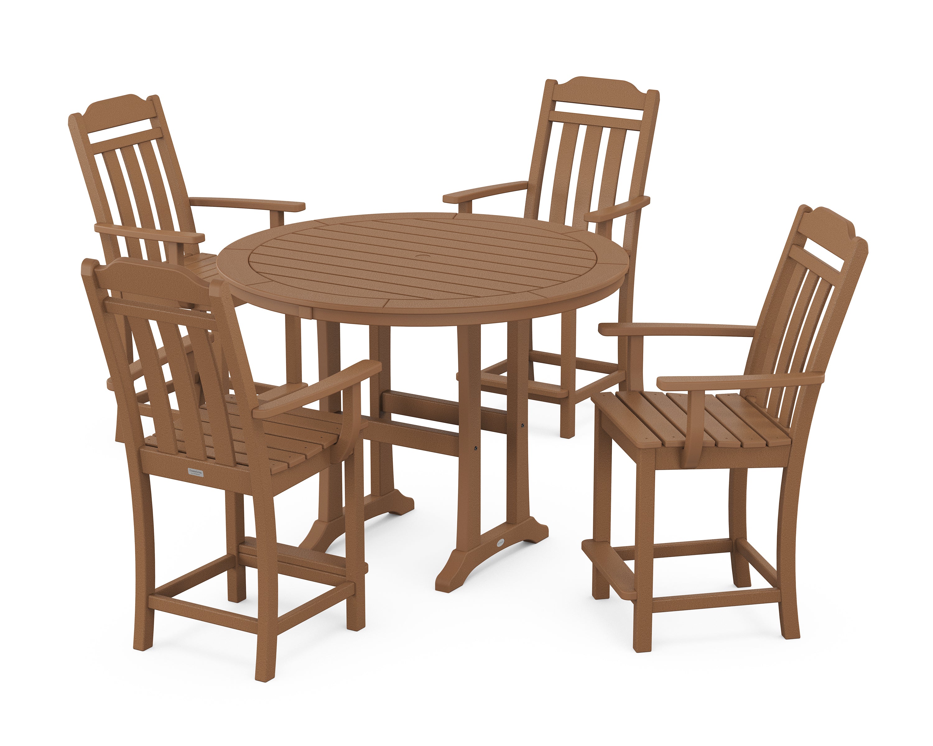 POLYWOOD Country Living 5-Piece Round Counter Set in Teak