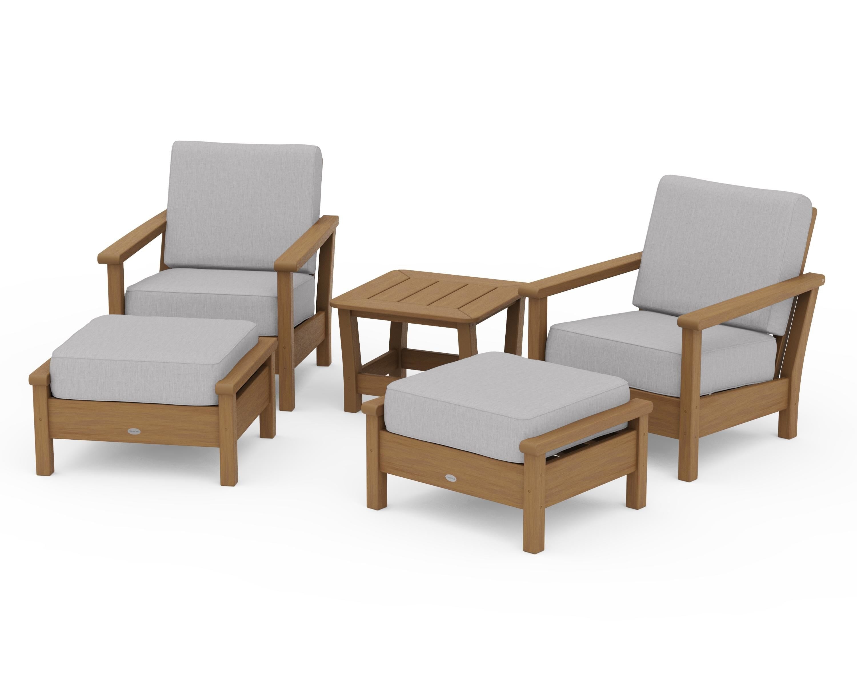 POLYWOOD Harbour 5-Piece Deep Seating Chair Set in Natural / Granite