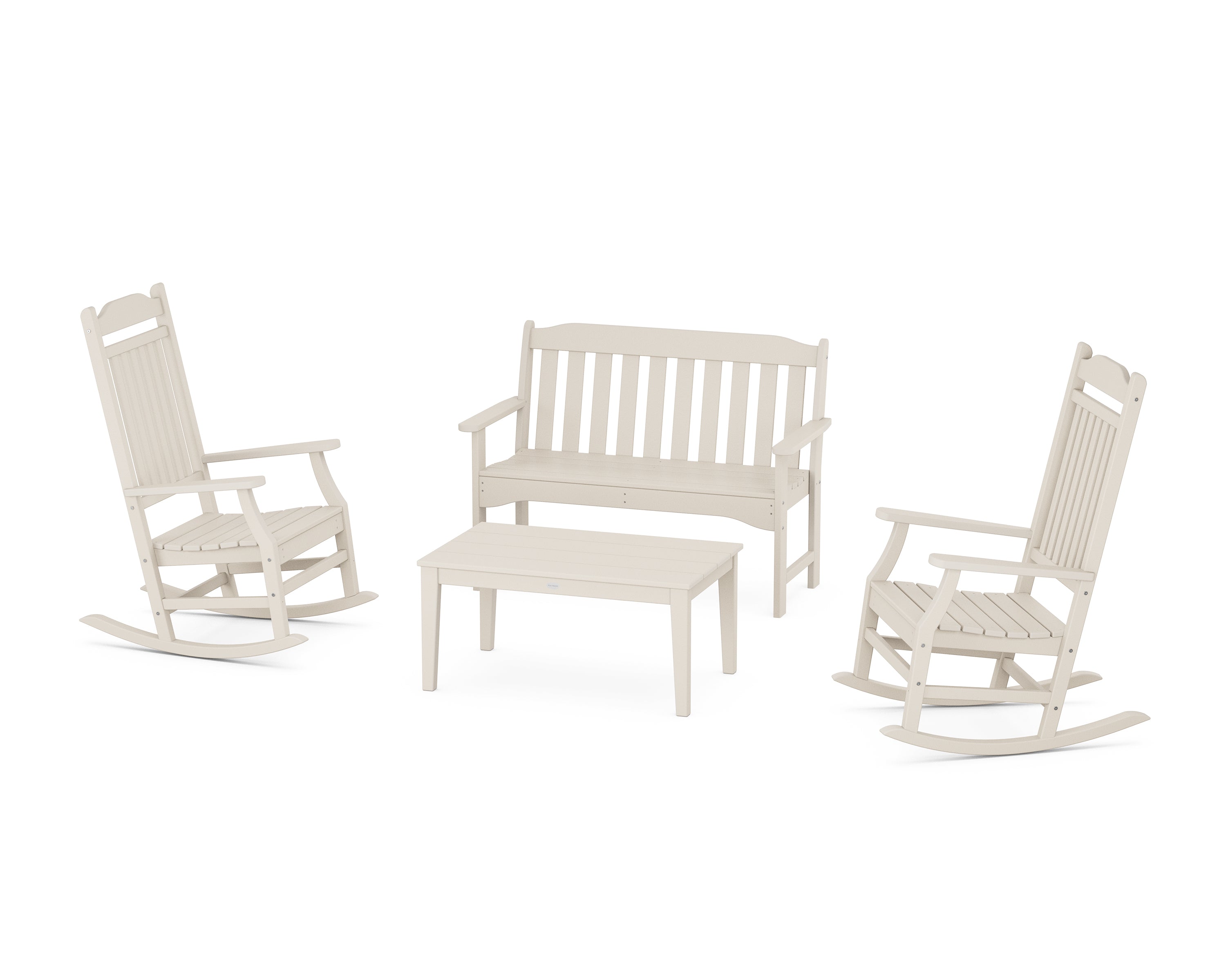 POLYWOOD Country Living Rocking Chair 4-Piece Porch Set in Sand