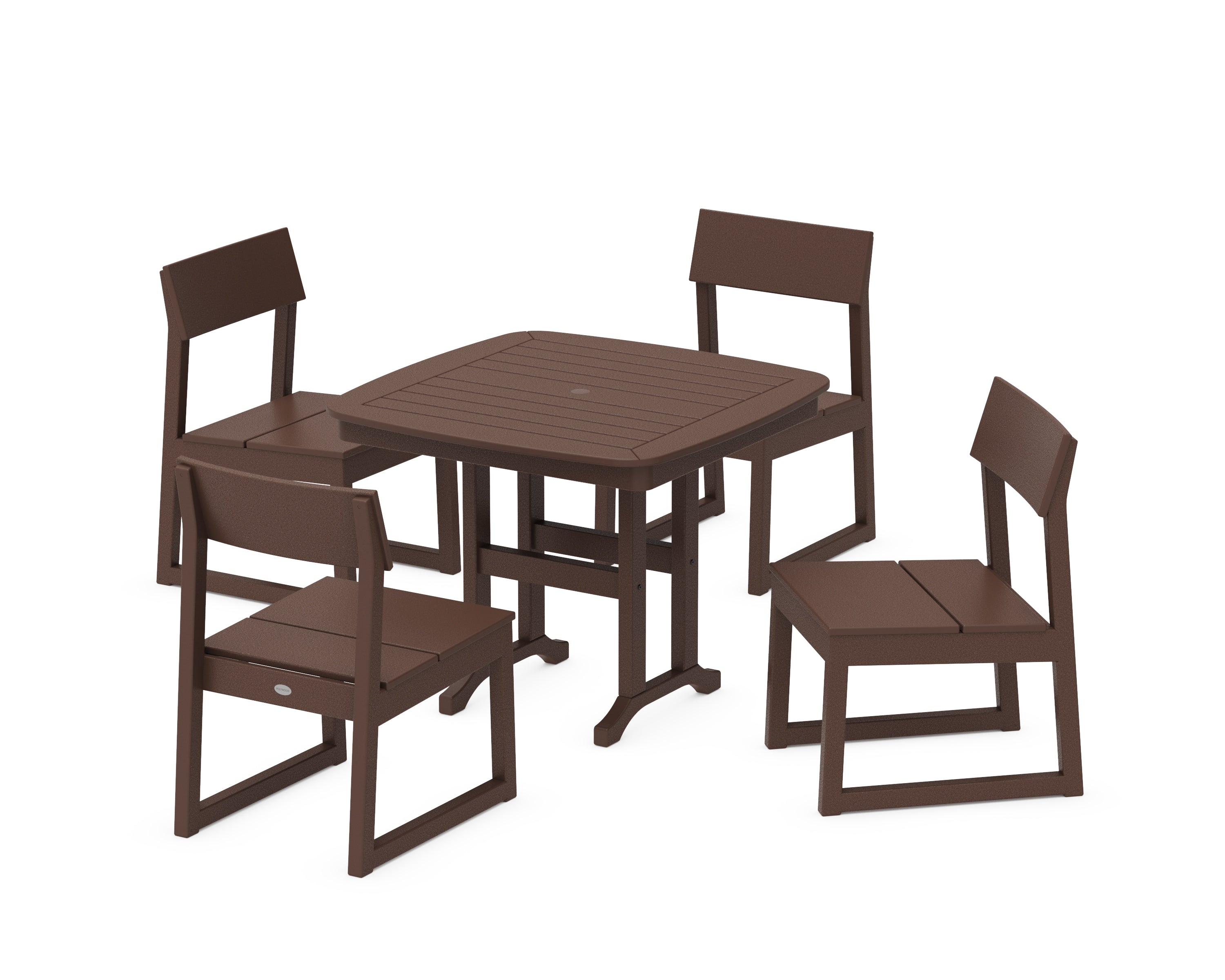 POLYWOOD EDGE Side Chair 5-Piece Dining Set in Mahogany