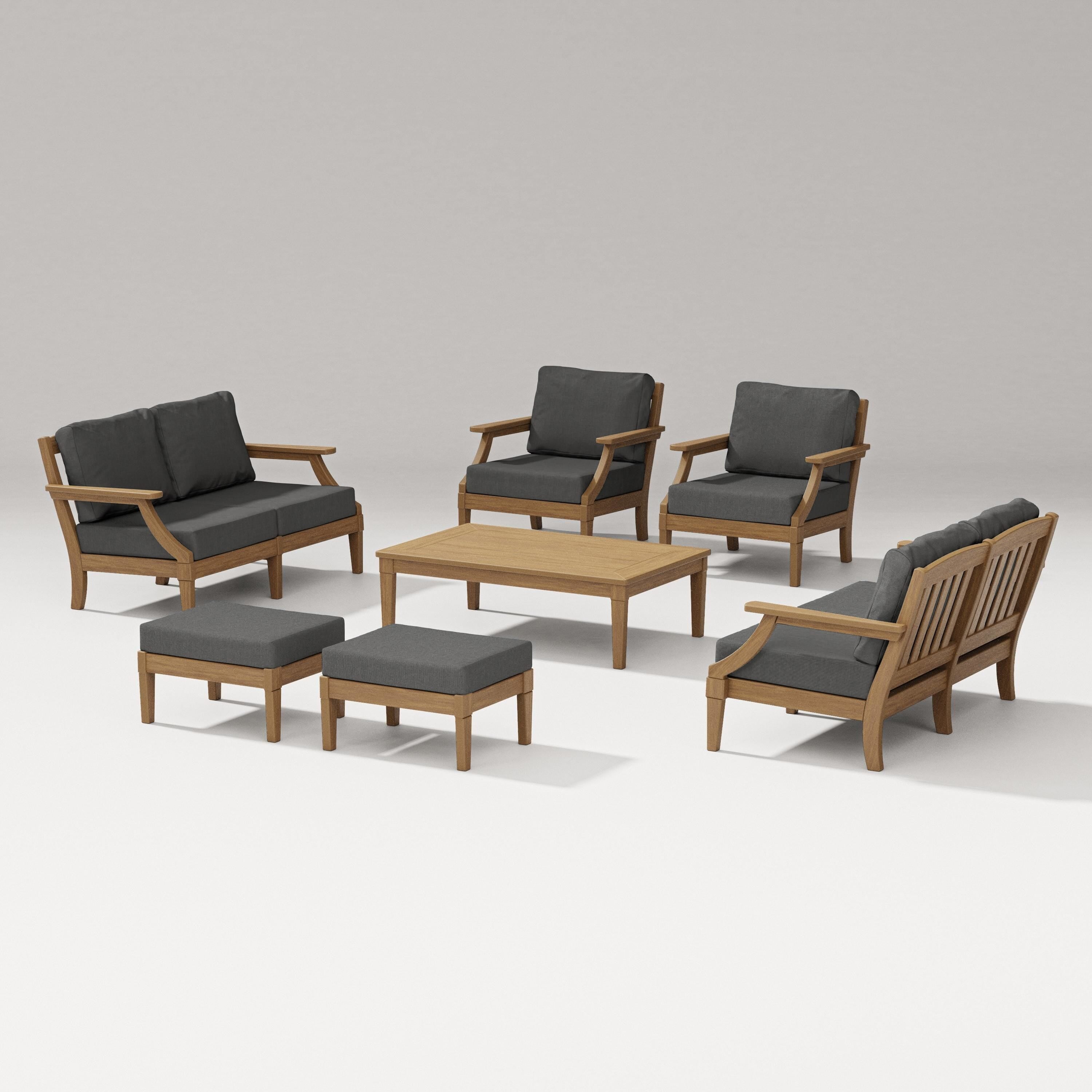 PW Designer Series Estate 7-Piece Lounge Loveseat Set in Natural / Spectrum Carbon