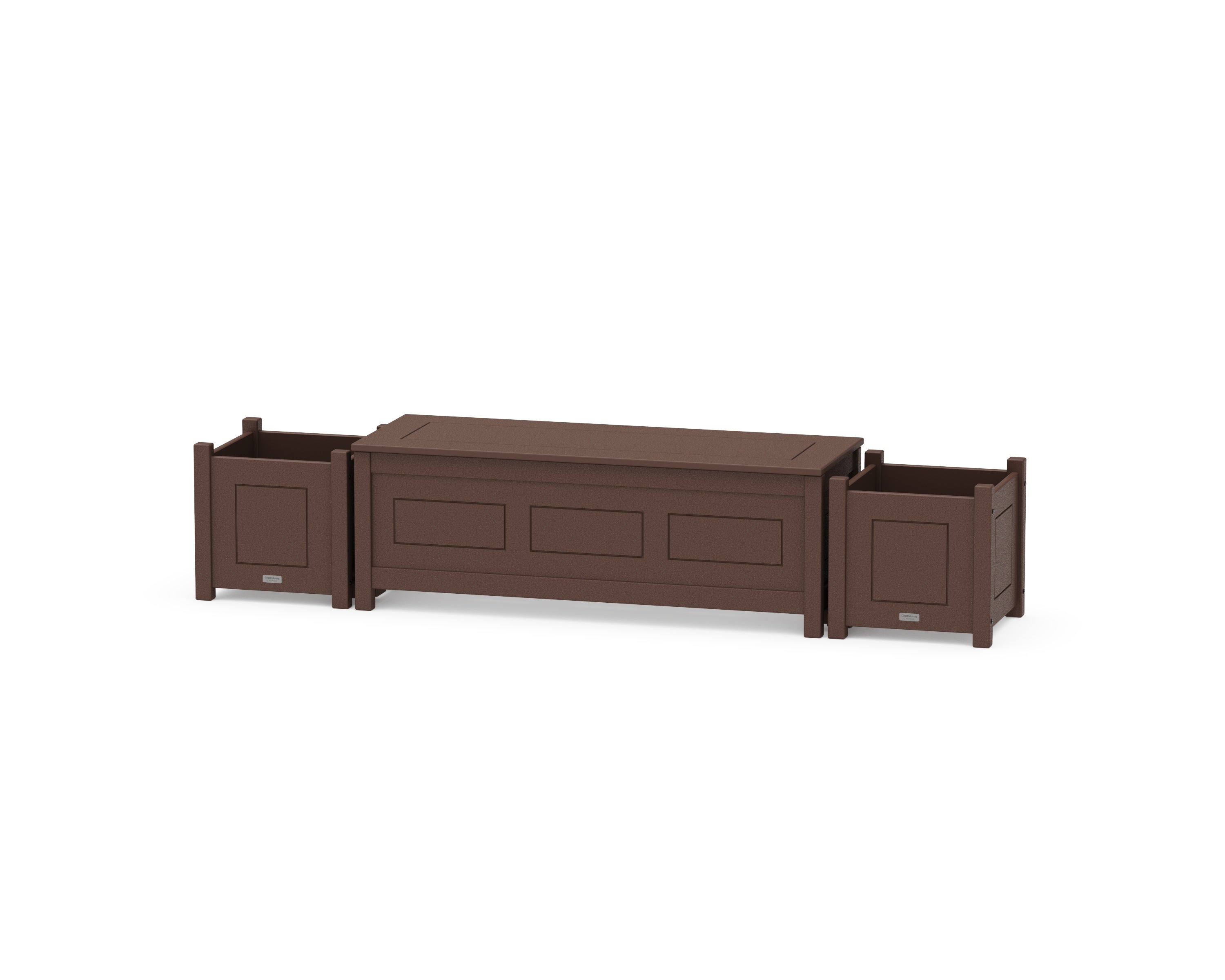 Country Living 48" Country Living Straight Planter Storage Bench Set in Mahogany