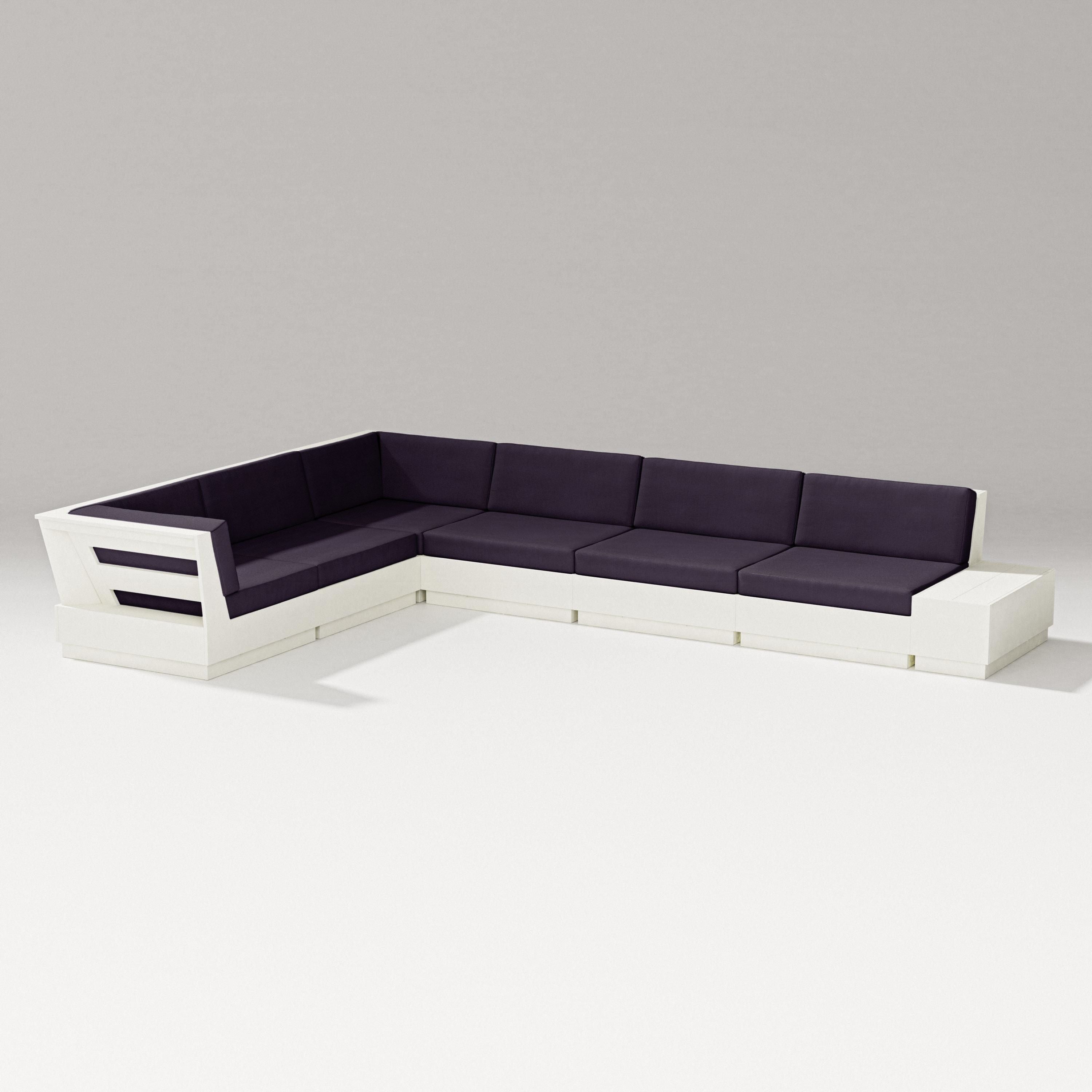 PW Designer Series Elevate 7-Piece Corner Sectional in Vintage White / Navy Linen