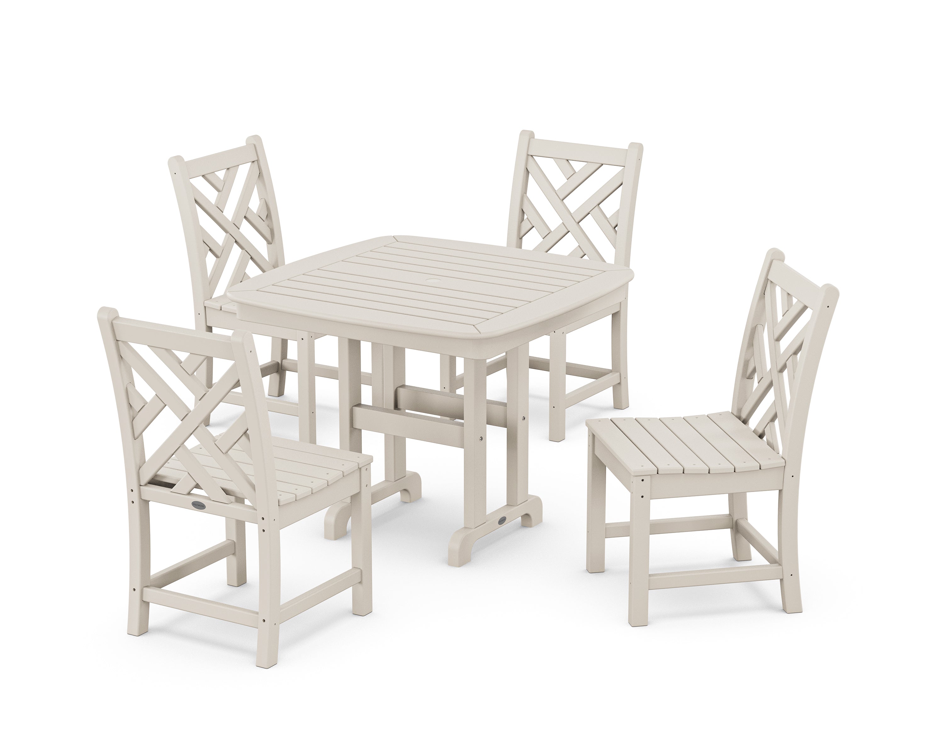 POLYWOOD® Chippendale 5-Piece Side Chair Dining Set in Sand