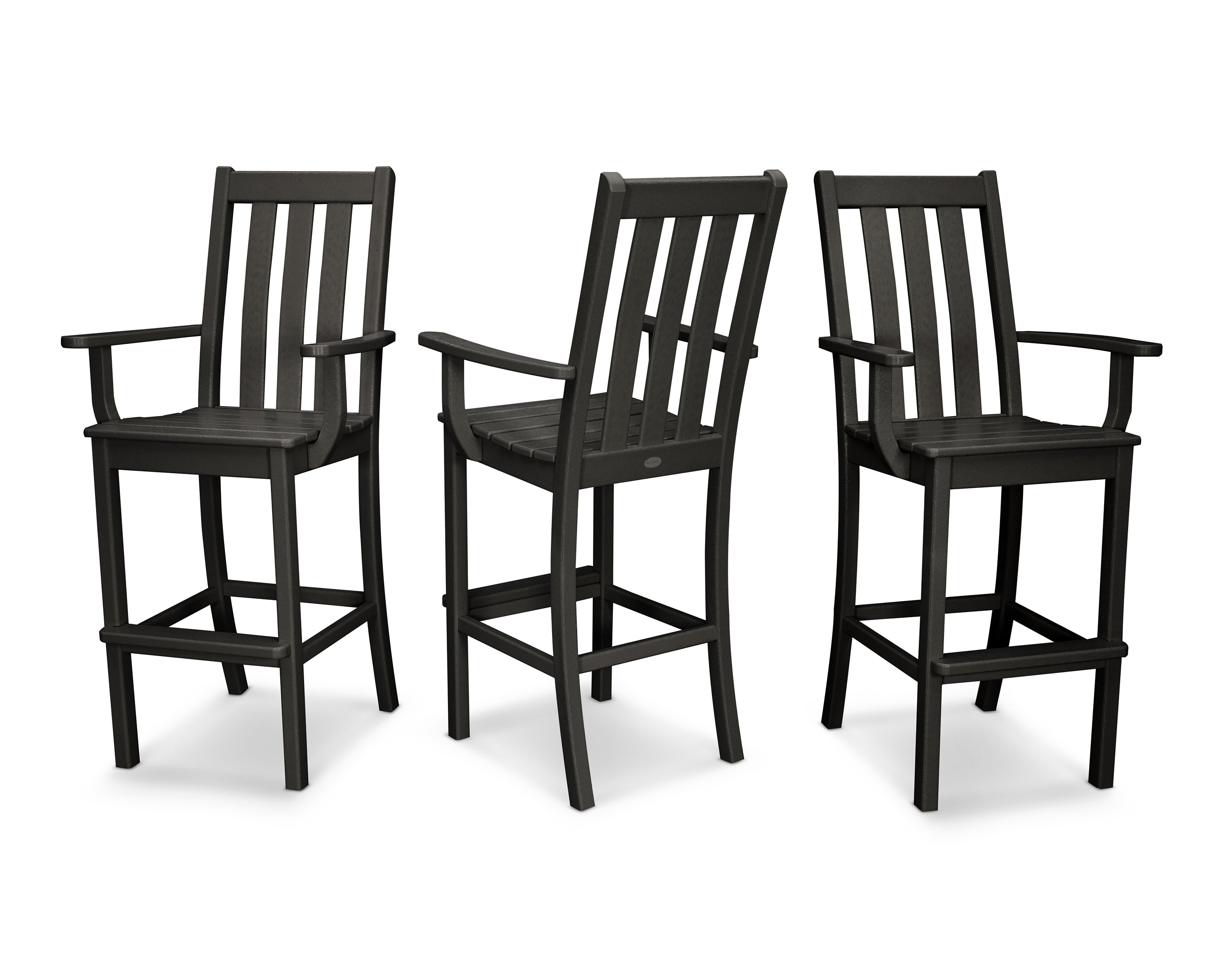 POLYWOOD® Vineyard Bar Arm Chair 3-Pack in Black