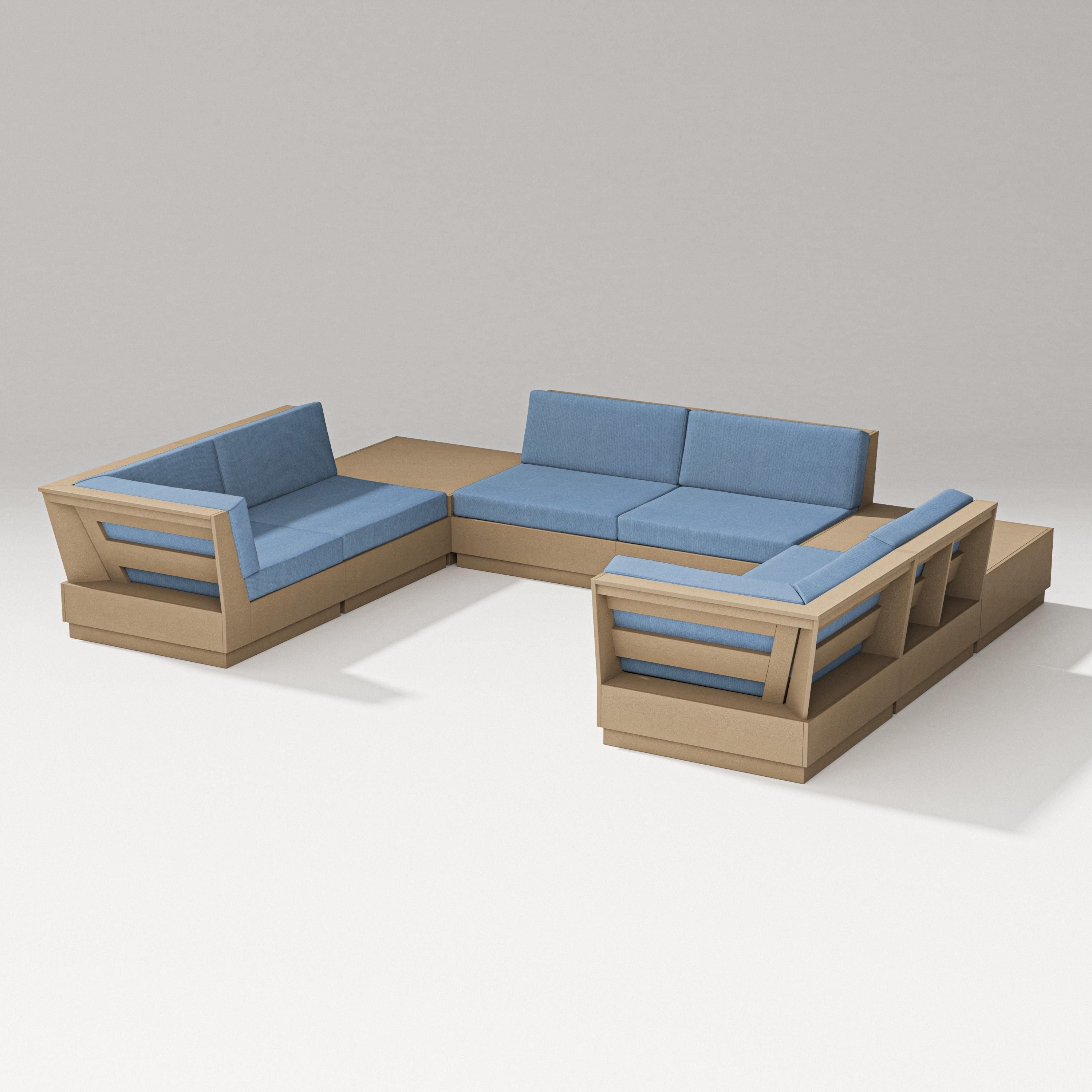 PW Designer Series Elevate 8-Piece U-Shaped Sectional in Vintage Sahara / Sky Blue