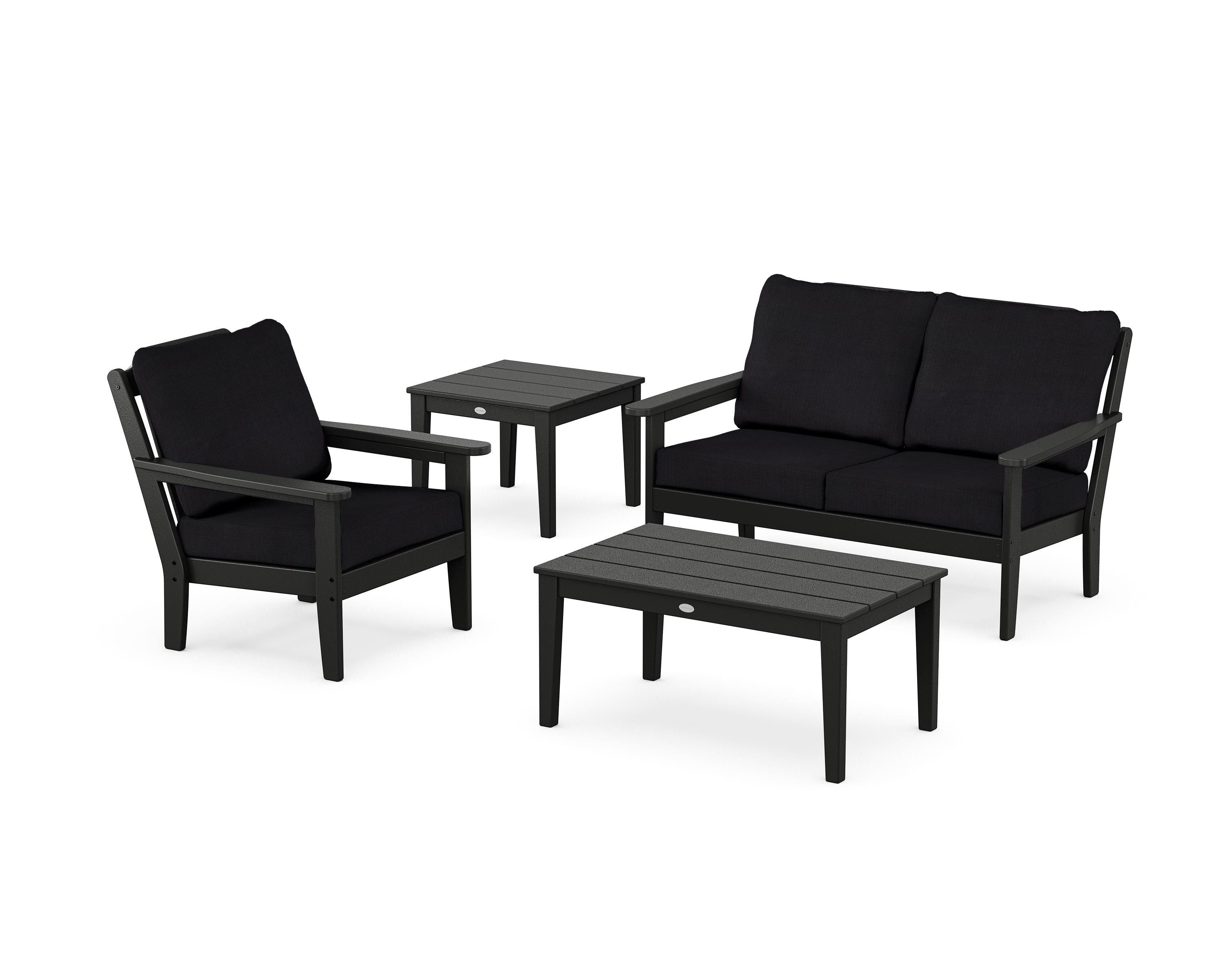 Country Living Wovendale 4-Piece Deep Seating Set in Black / Midnight Linen